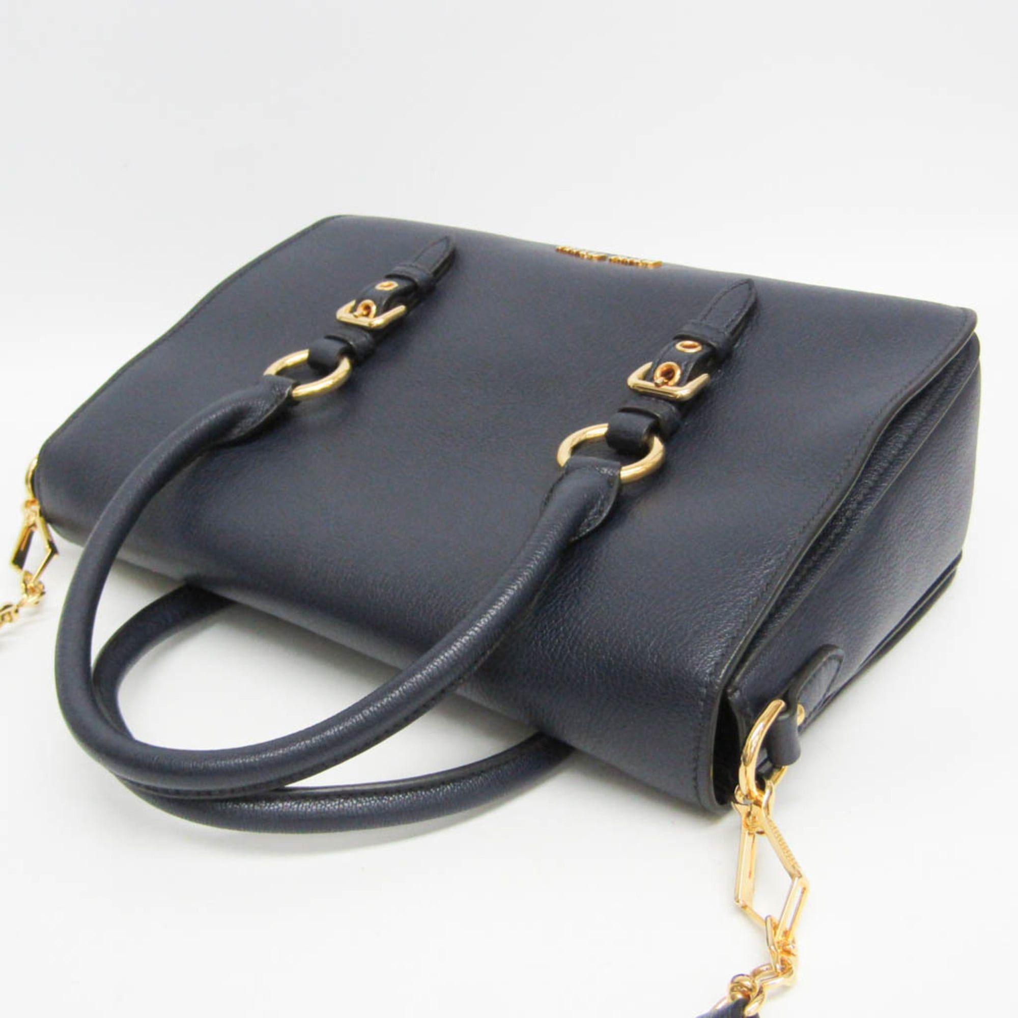 Miu Miu Miu Miu MADRAS Women's Leather Handbag,Shoulder Bag Navy Size ONE SIZE - 6 Thumbnail