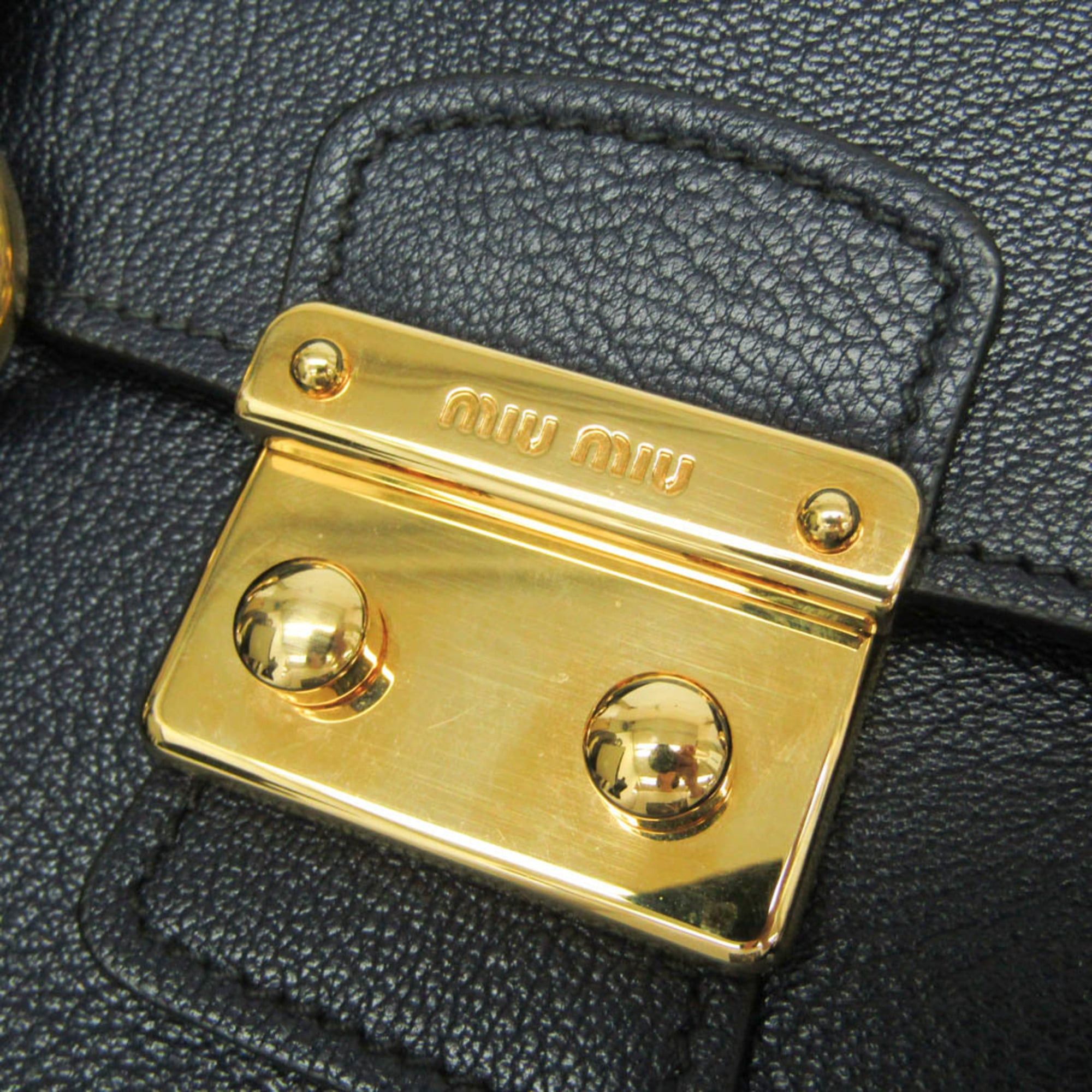 Miu Miu Miu Miu MADRAS Women's Leather Handbag,Shoulder Bag Navy Size ONE SIZE - 7 Thumbnail