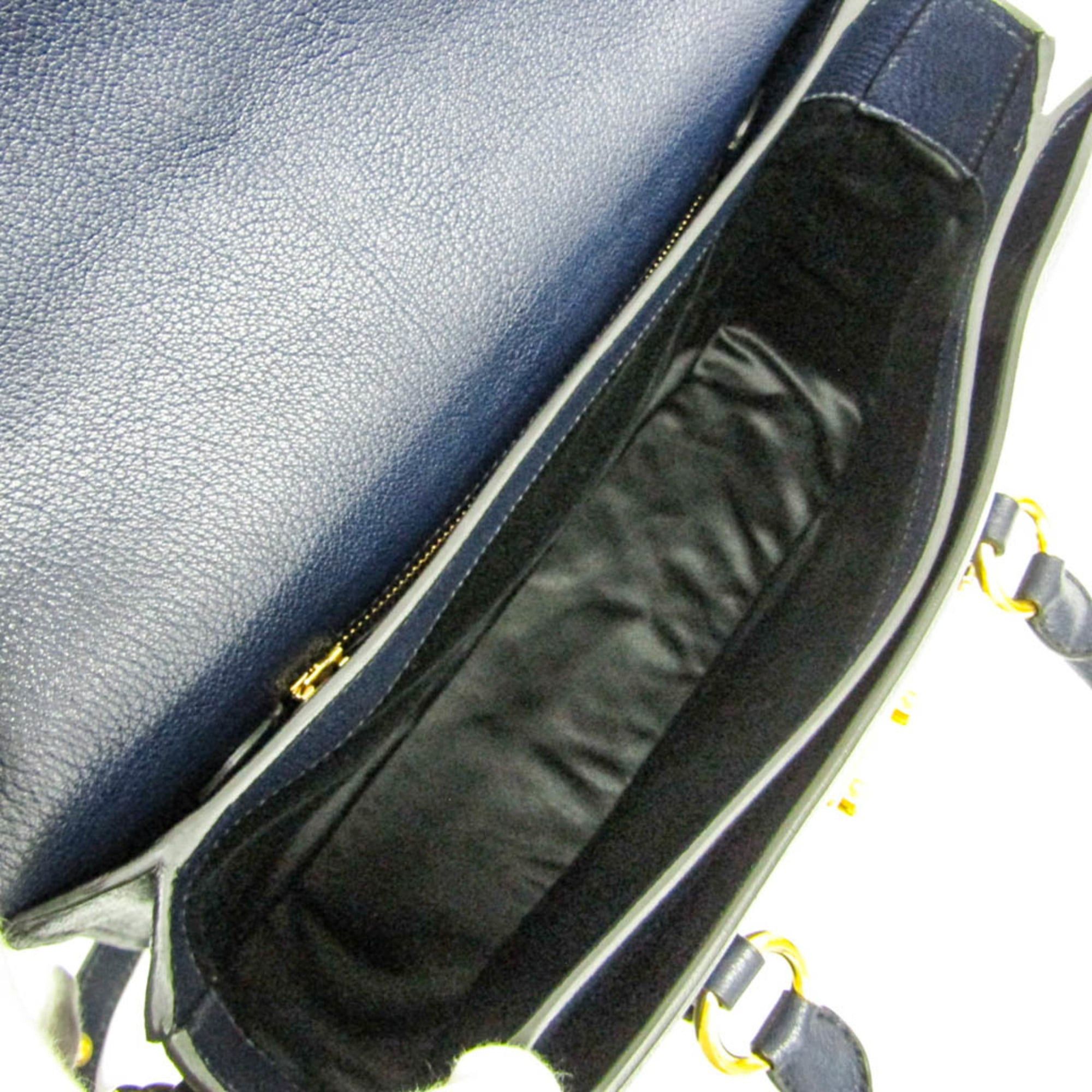 Miu Miu Miu Miu MADRAS Women's Leather Handbag,Shoulder Bag Navy Size ONE SIZE - 3 Thumbnail
