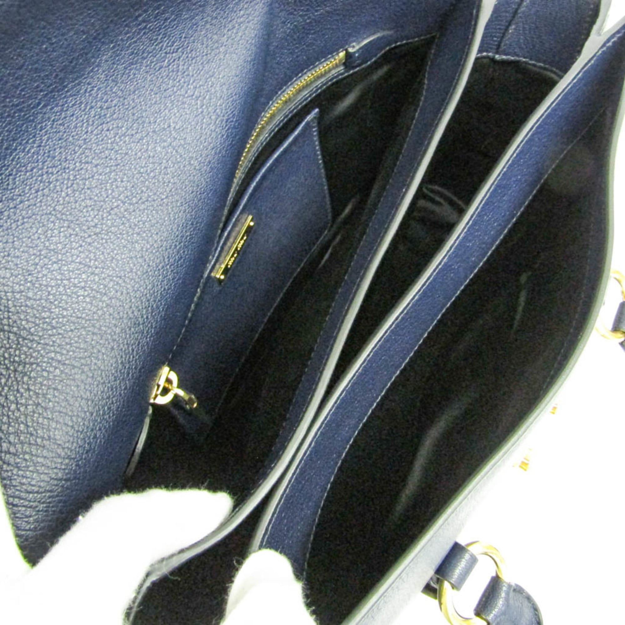 Miu Miu Miu Miu MADRAS Women's Leather Handbag,Shoulder Bag Navy Size ONE SIZE - 4 Thumbnail