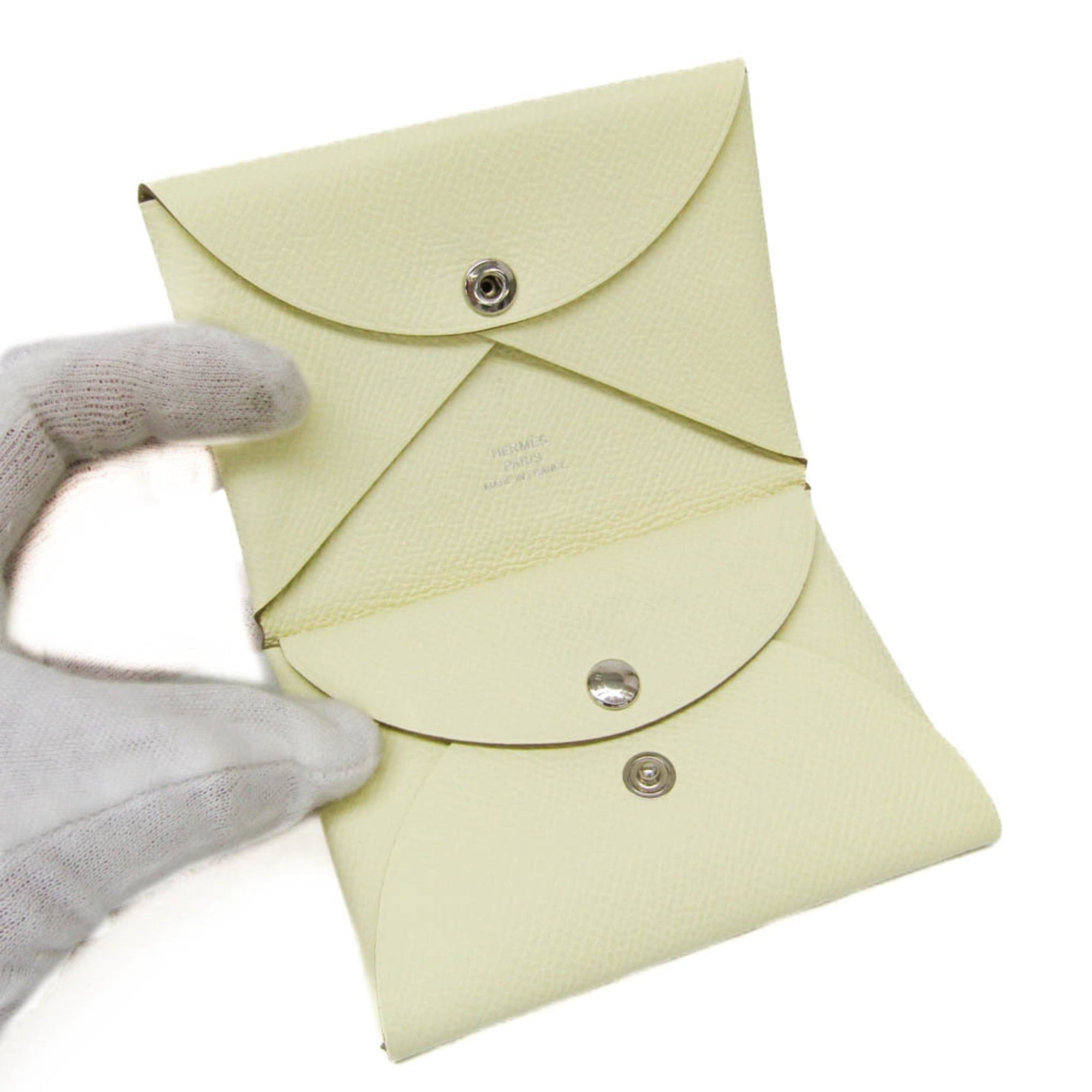 Hermes Hermes Calvi Duo Epsom Leather Card Case Cream Size ONE SIZE - 3 Thumbnail