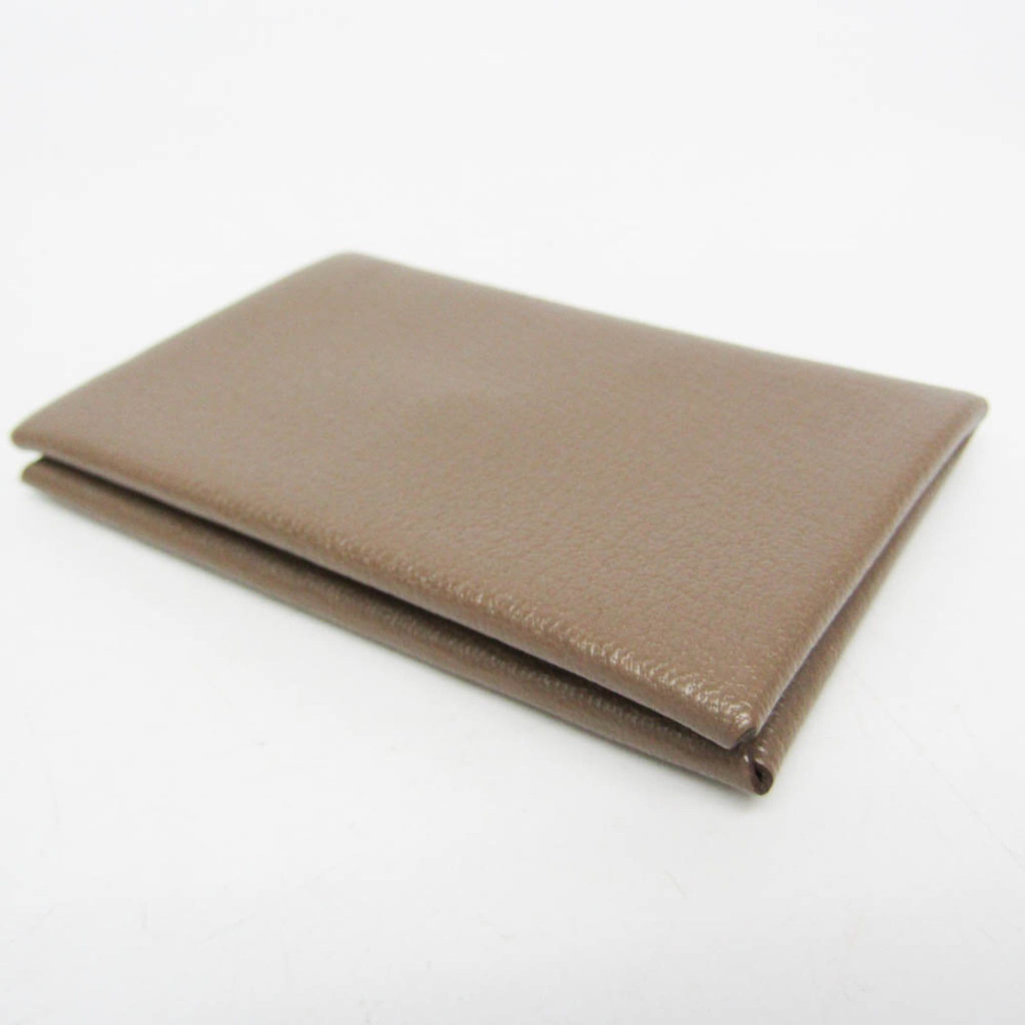 Hermes Hermes Calvi Chevre Leather Card Case Beige Brown Size ONE SIZE - 7 Thumbnail