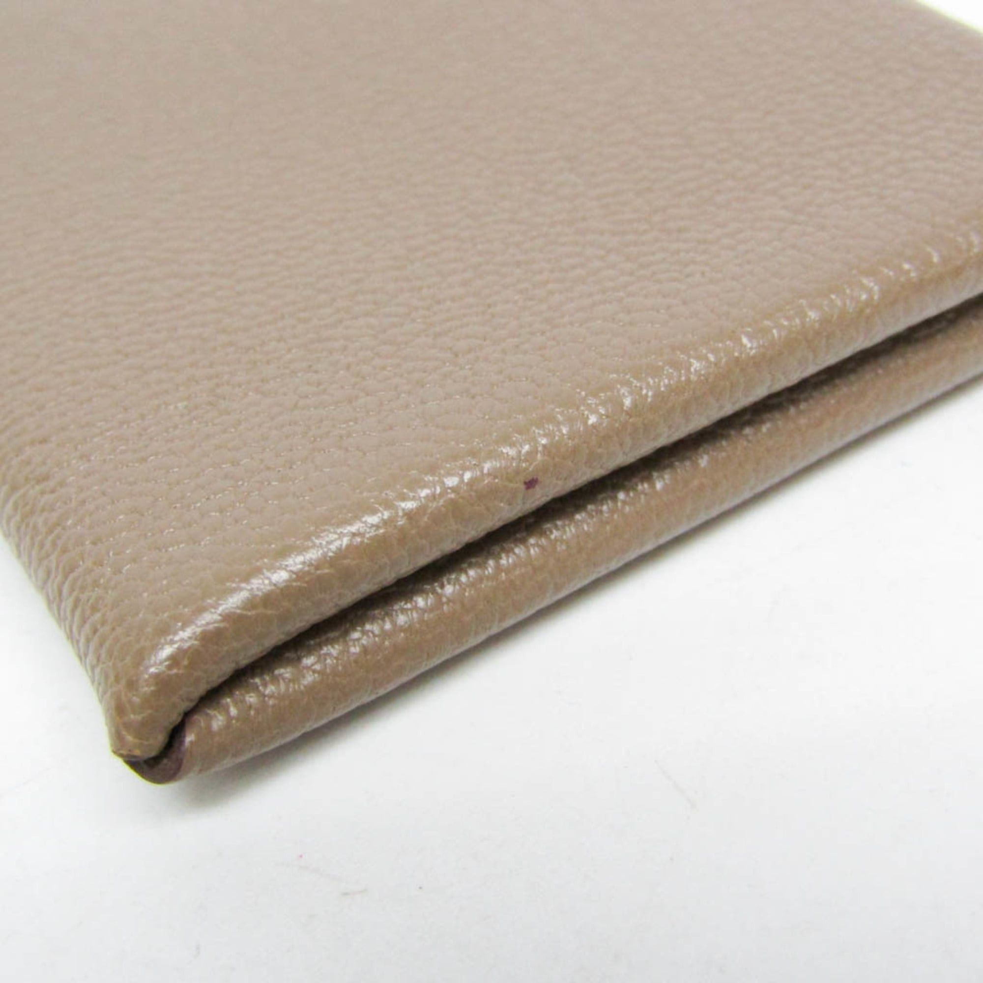 Hermes Hermes Calvi Chevre Leather Card Case Beige Brown Size ONE SIZE - 6 Thumbnail