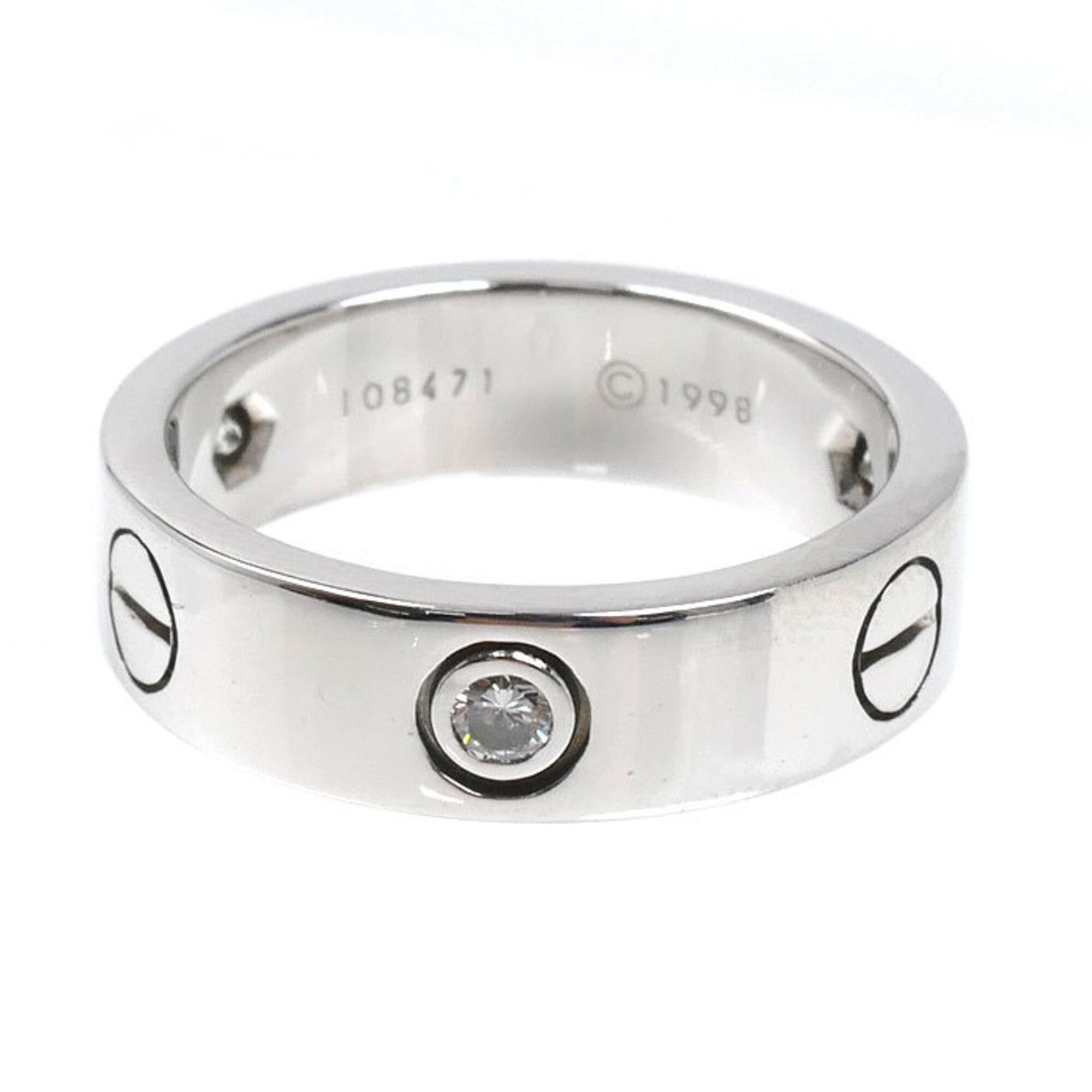 Cartier Cartier 18KWG White Gold Love Half Ring with Diamonds, Size 54, 8.9g, Women's Size ONE SIZE - 3 Thumbnail