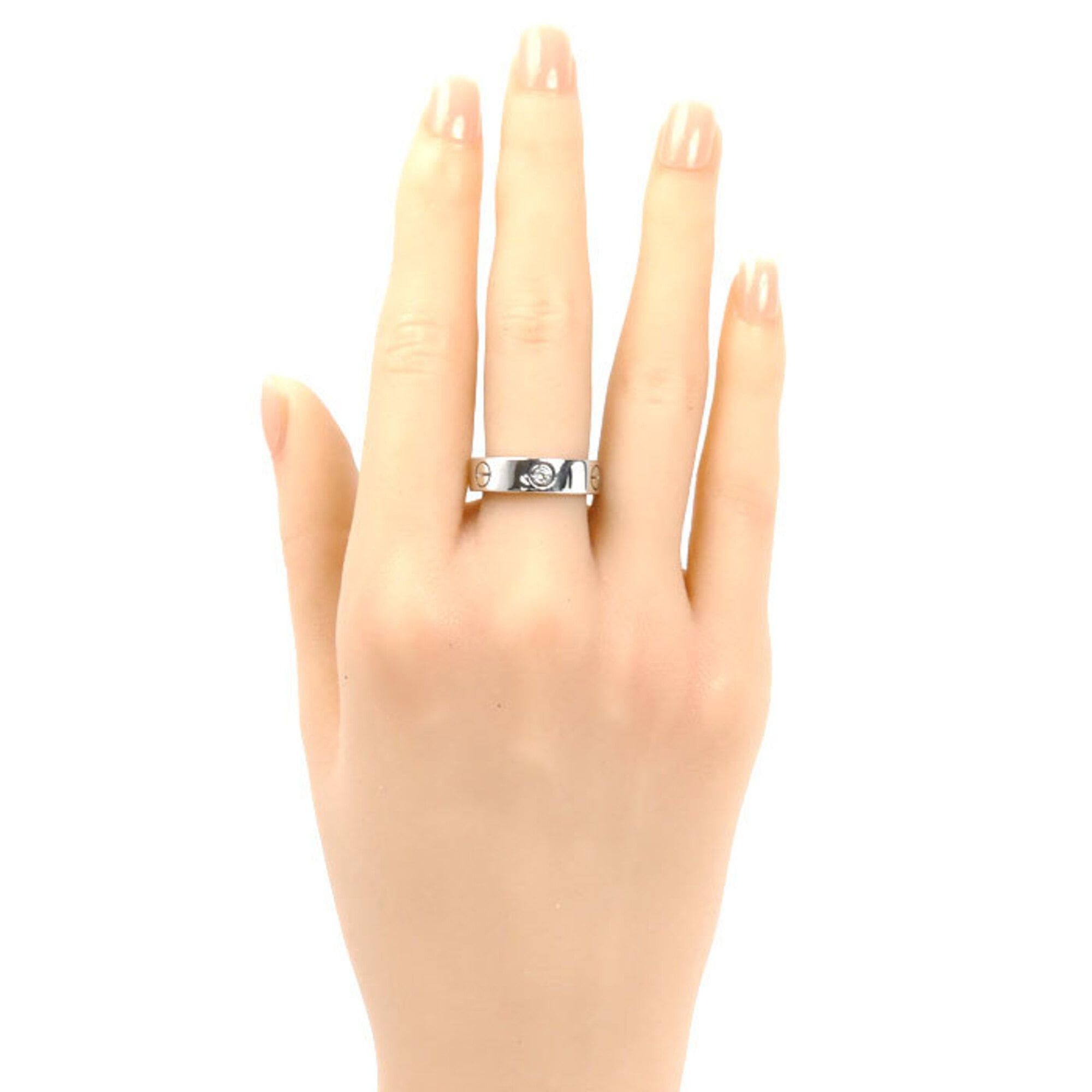Cartier Cartier 18KWG White Gold Love Half Ring with Diamonds, Size 54, 8.9g, Women's Size ONE SIZE - 7 Thumbnail