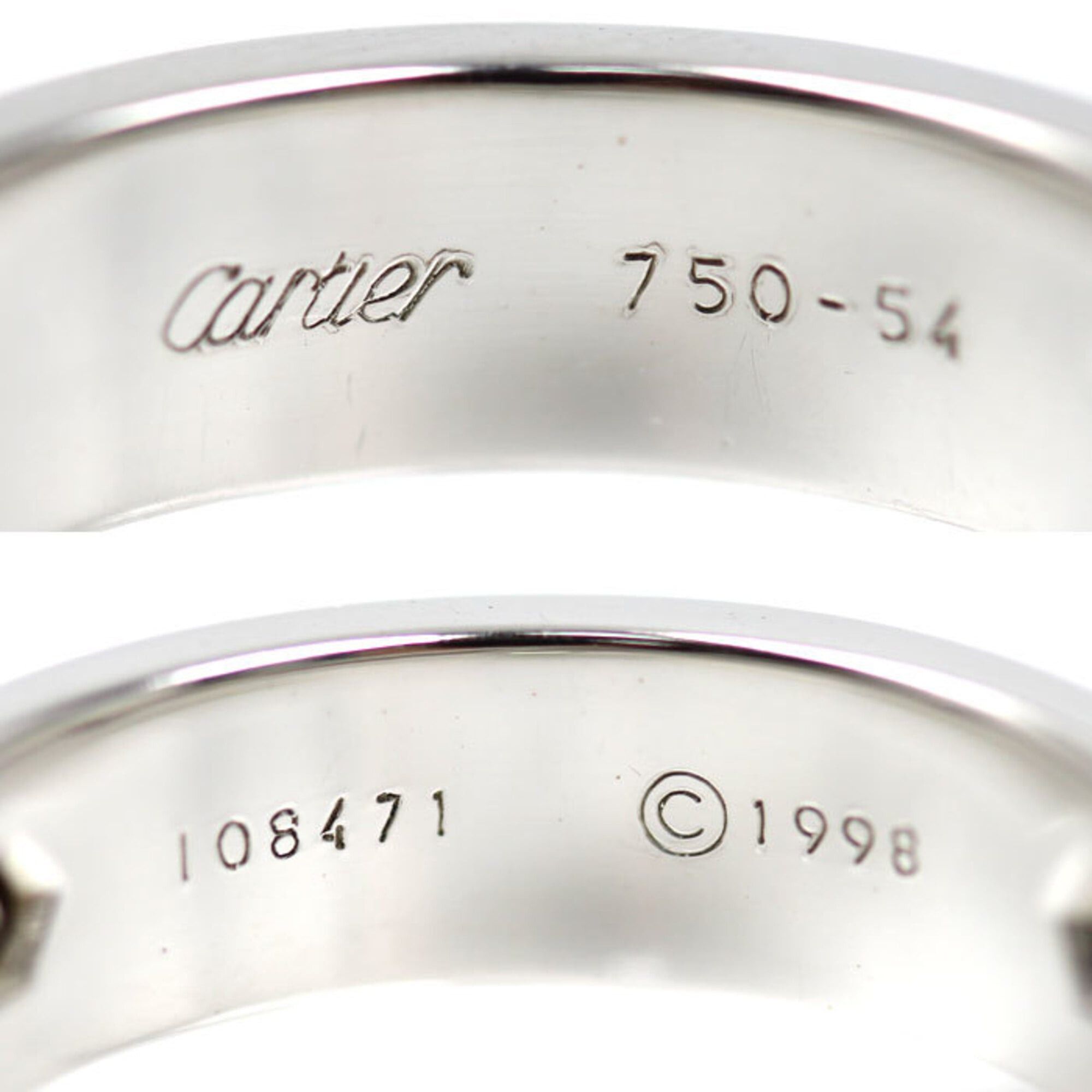 Cartier Cartier 18KWG White Gold Love Half Ring with Diamonds, Size 54, 8.9g, Women's Size ONE SIZE - 5 Thumbnail