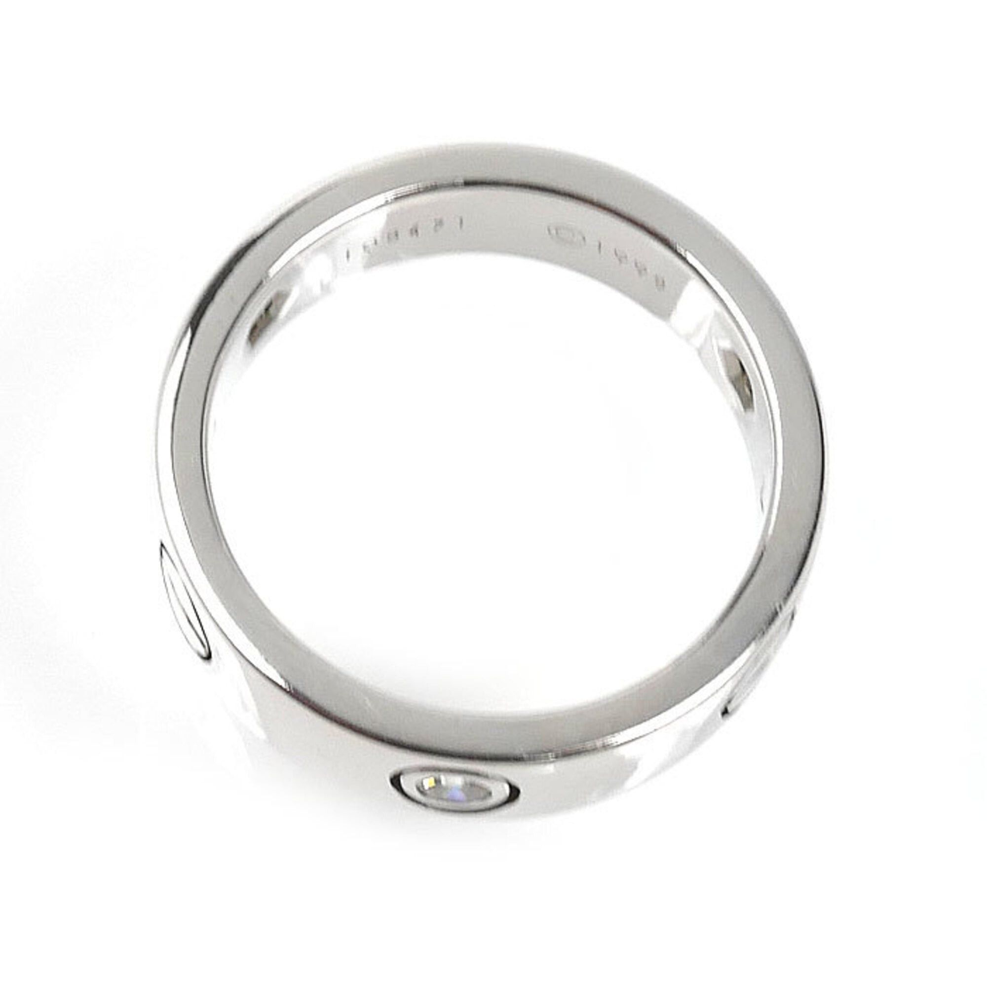 Cartier Cartier 18KWG White Gold Love Half Ring with Diamonds, Size 54, 8.9g, Women's Size ONE SIZE - 4 Thumbnail