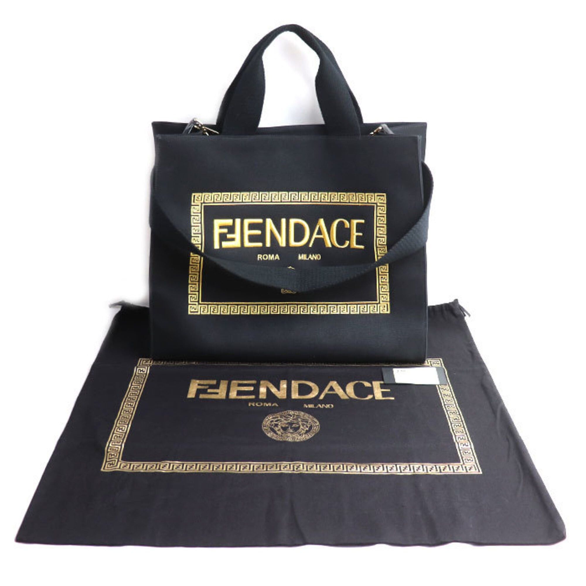 Versace VERSACE x FENDI 2-Way Shoulder Bag, Black & Gold, 7VA558 AJIA F0FQV, Men's Women's Size ONE SIZE - 8 Thumbnail