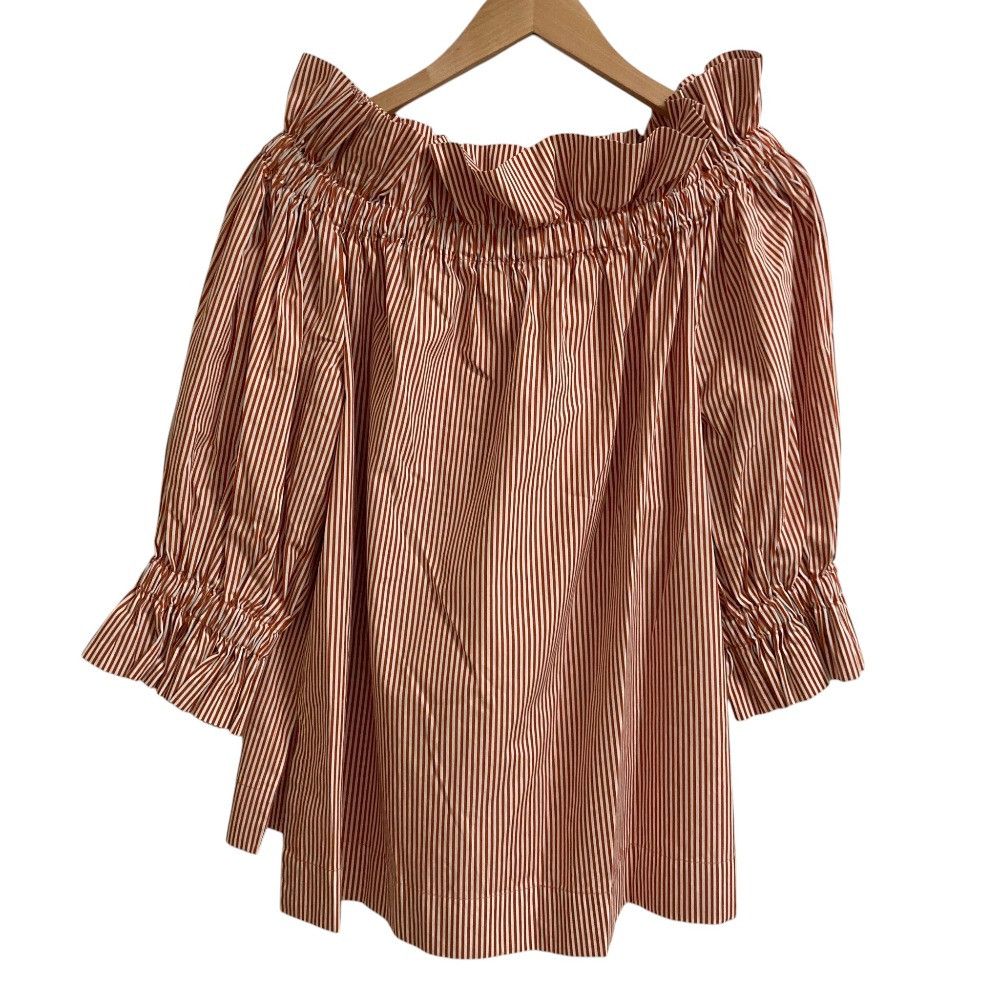 Other Other prune gold schmidt striped gathered pullover blouse Textile Tops DUTY FREE for USA Size ONE SIZE - 3 Thumbnail