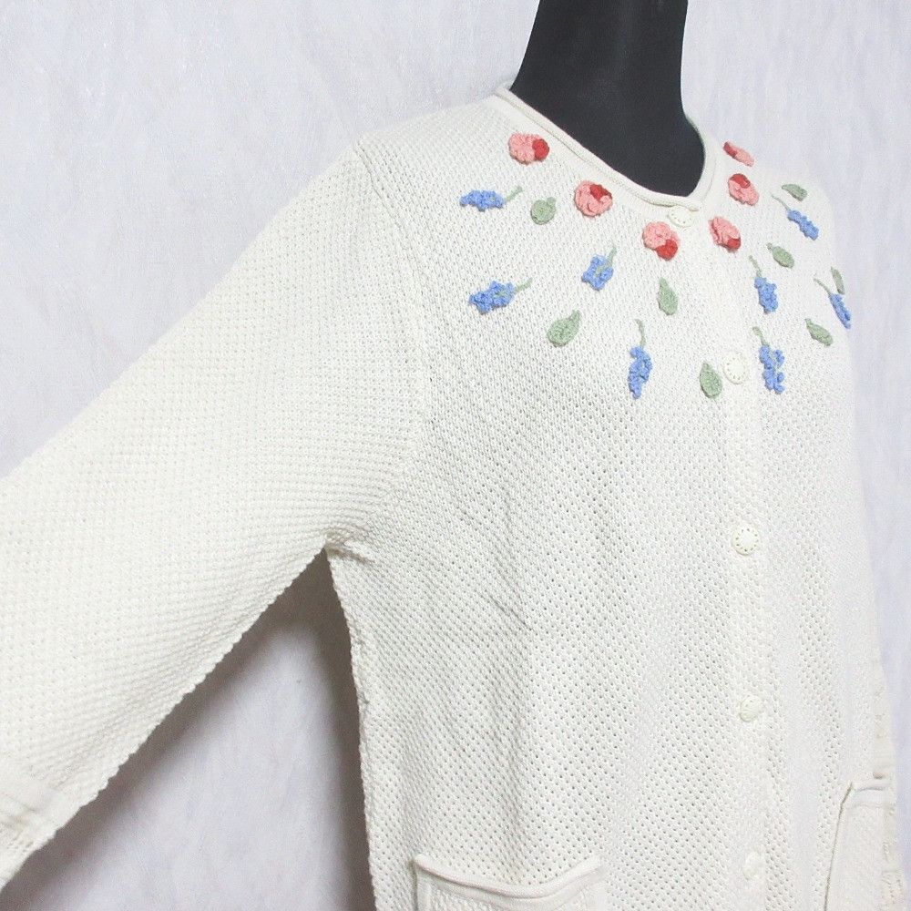 Other Other PINK HOUSE Flower Motif Knit Cardigan Textile Tops A2181KCD272 DUTY FREE for USA Size ONE SIZE - 5 Thumbnail