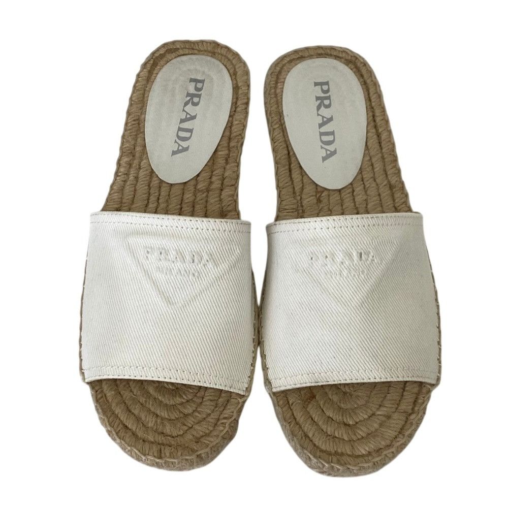 Prada Prada Prada Triangle Logo Canvas Espadrille Sandals Textile Shoes 1XX619 DUTY FREE for USA Size ONE SIZE - 2 Thumbnail