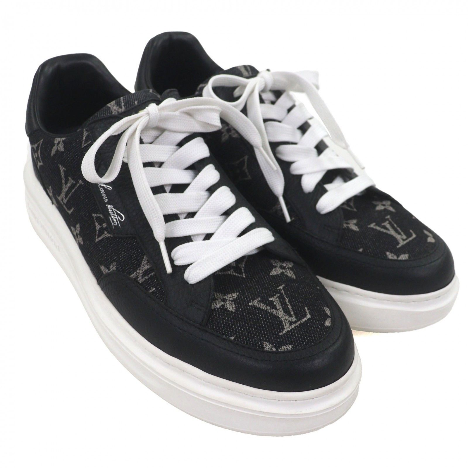Louis Vuitton Louis Vuitton Louis Vuitton Monogram Denim Low Cut Sneakers Leather Shoes 1ACQL7 DUTY FREE for USA Size ONE SIZE - 2 Thumbnail