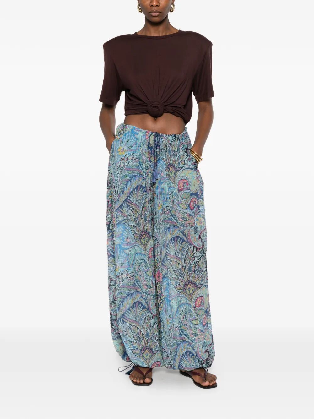Etro WOMEN`S WIDE TROUSERS WITH TASSELS Size 28" / US 6 / IT 42 - 5 Thumbnail