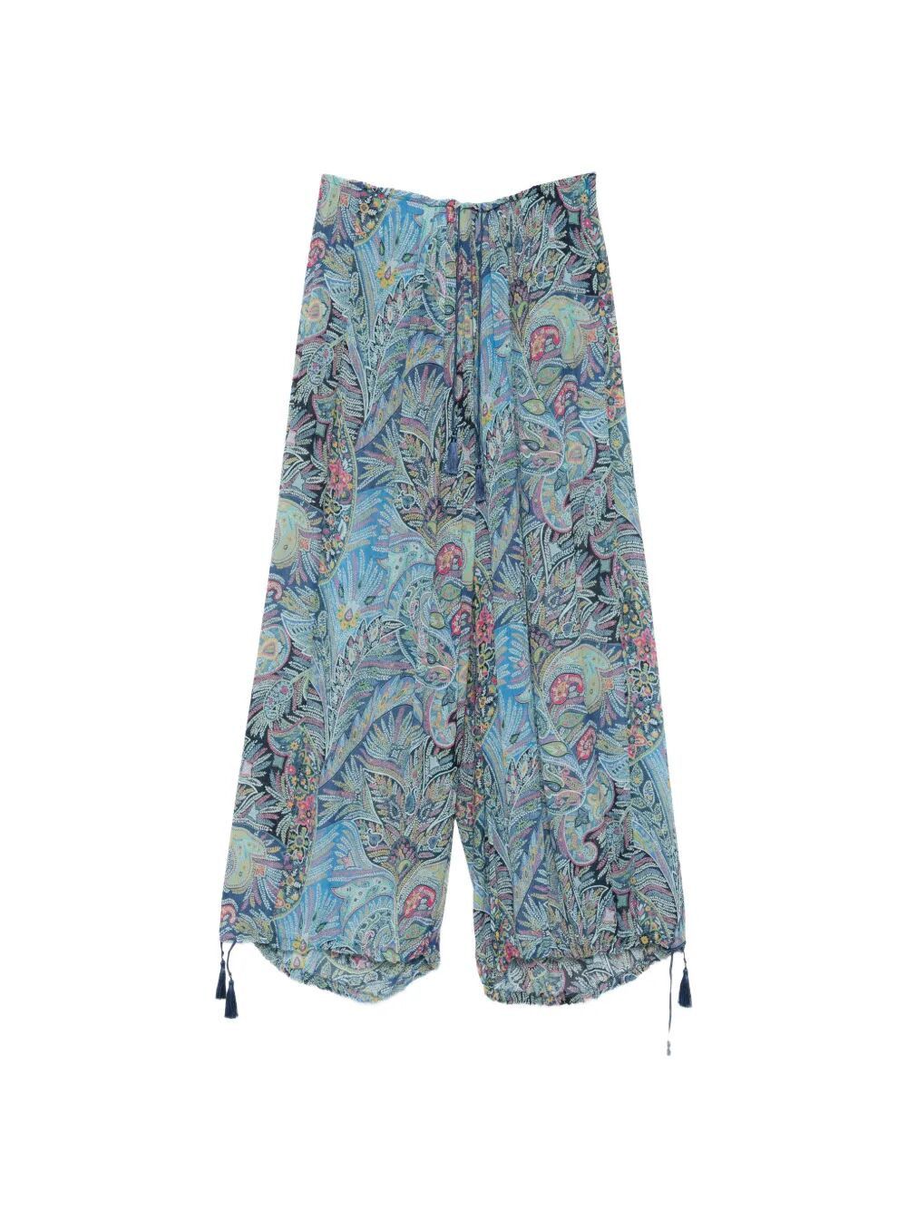 Etro WOMEN`S WIDE TROUSERS WITH TASSELS Size 28" / US 6 / IT 42 - 4 Thumbnail