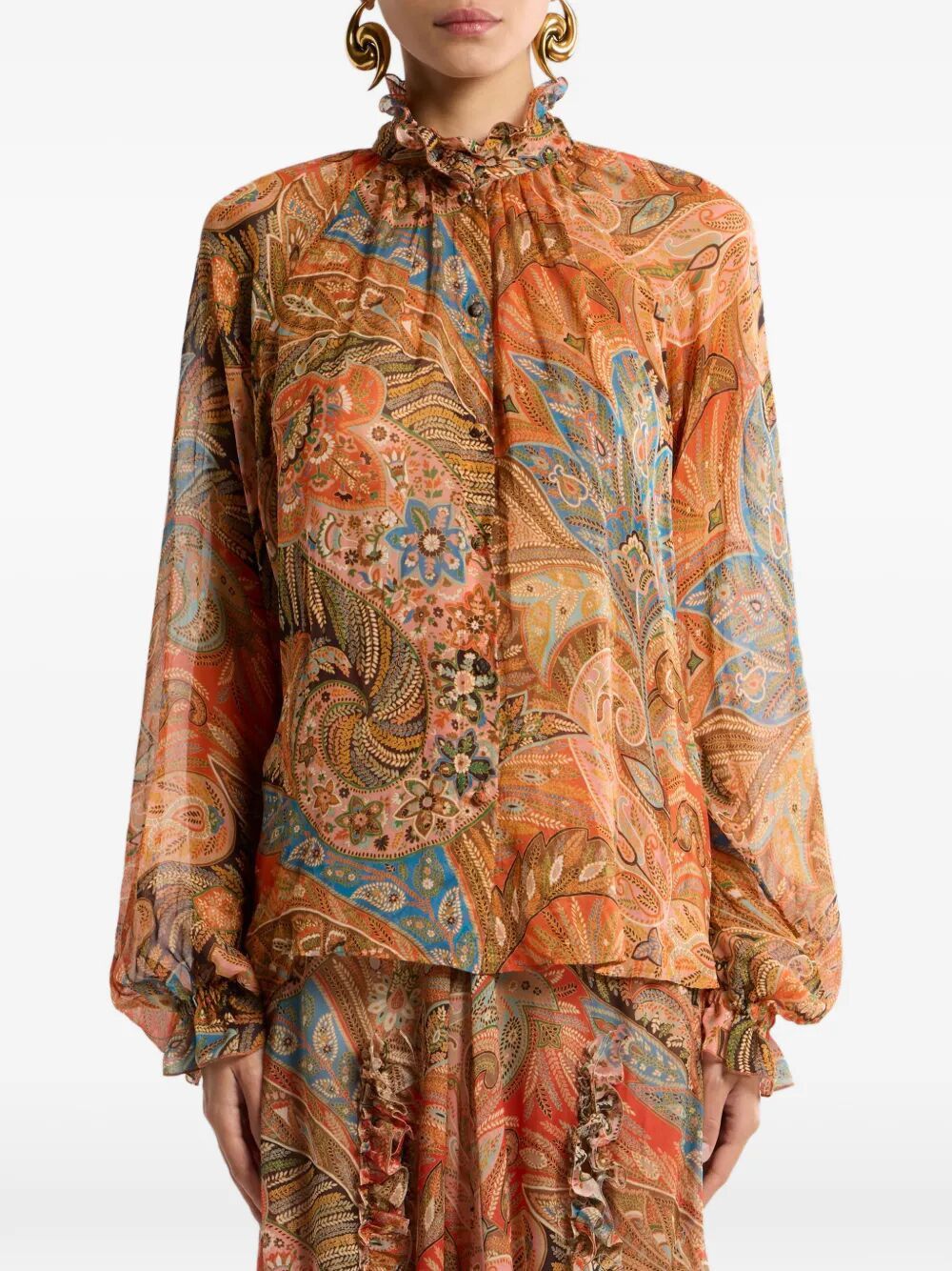 Etro SHIRT WITH FRILL ON THE COLLAR Size M / US 6-8 / IT 42-44 - 3 Thumbnail