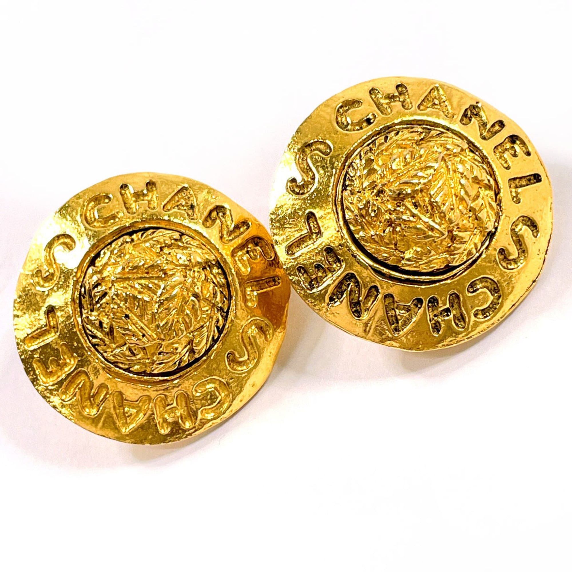 Chanel CHANEL Logo Vintage Earrings, Metal, Gold, Women's Size ONE SIZE - 5 Thumbnail