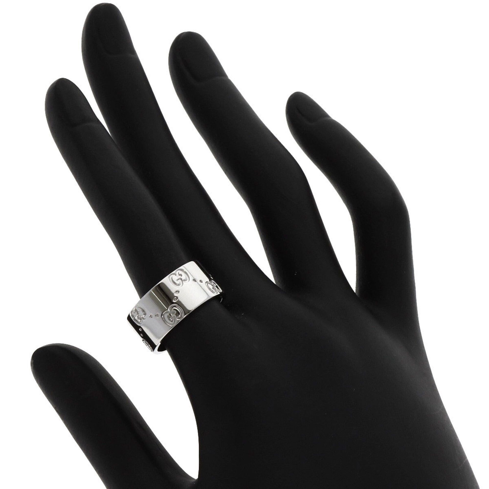 Gucci Gucci GG Icon Wide #13 Ring, 18K White Gold, Women's GUCCI Size ONE SIZE - 6 Thumbnail