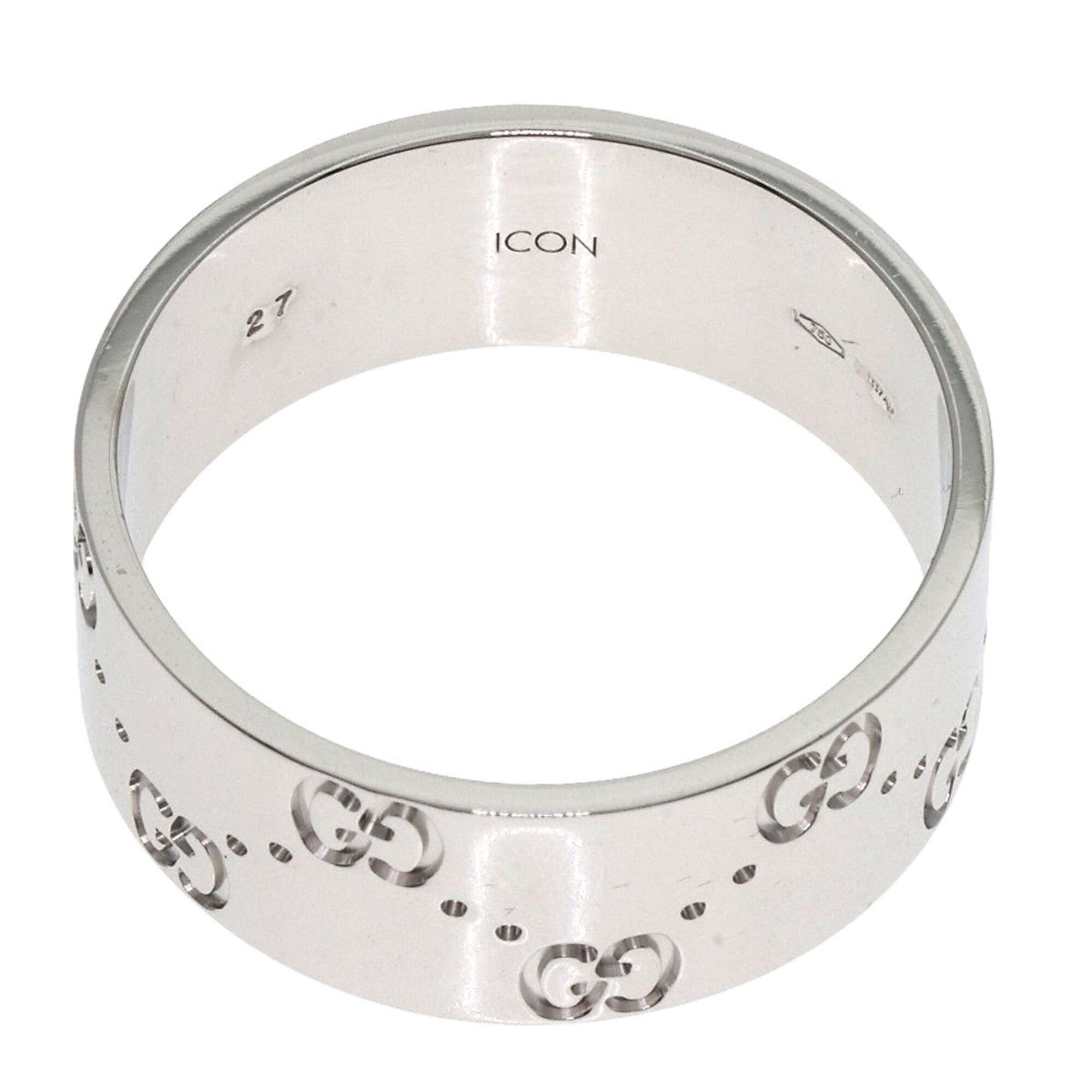 Gucci Gucci GG Icon Wide #27 Ring, 18K White Gold, Men's GUCCI Size ONE SIZE - 4 Thumbnail
