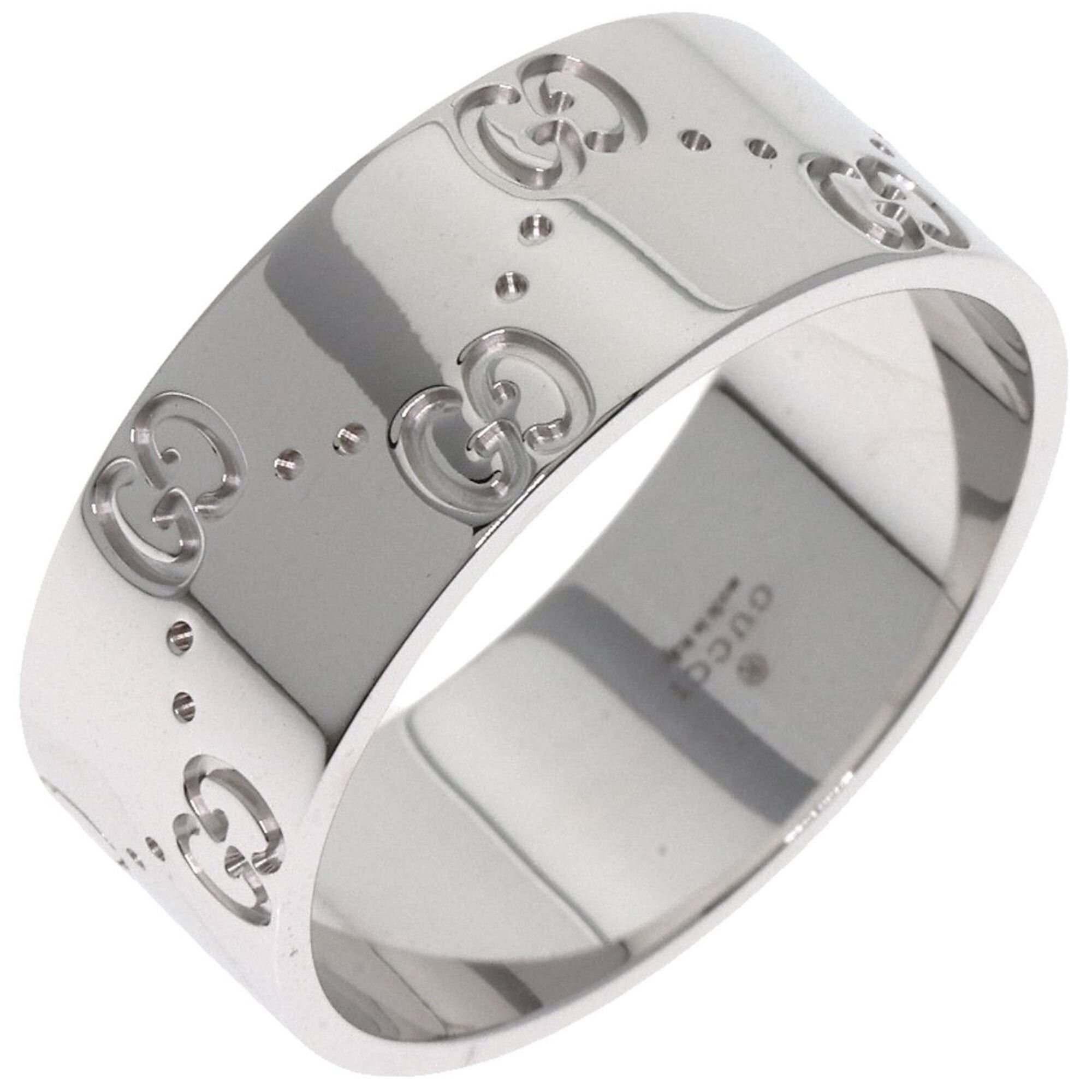 Gucci Gucci GG Icon Wide #27 Ring, 18K White Gold, Men's GUCCI Size ONE SIZE - 2 Thumbnail
