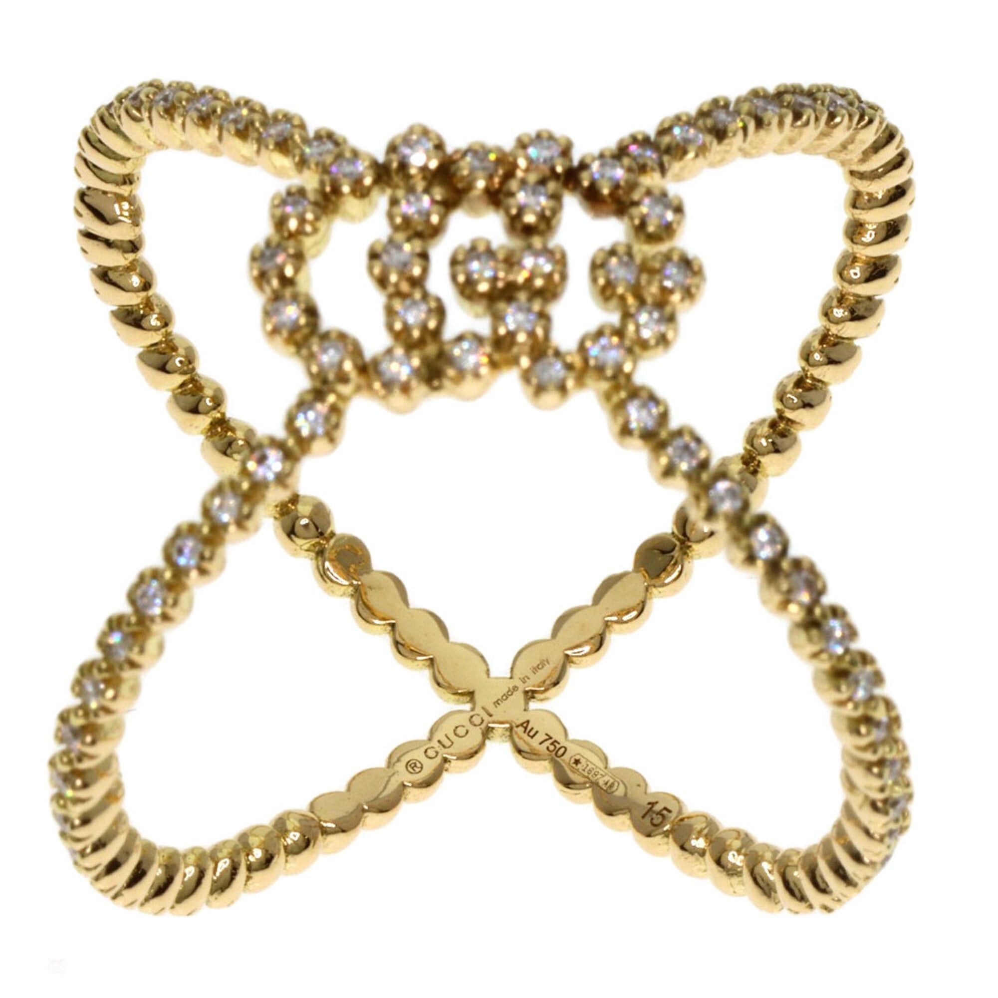 Gucci Gucci GG Running Diamond Ring #15 18K Yellow Gold Women's GUCCI Size ONE SIZE - 5 Thumbnail