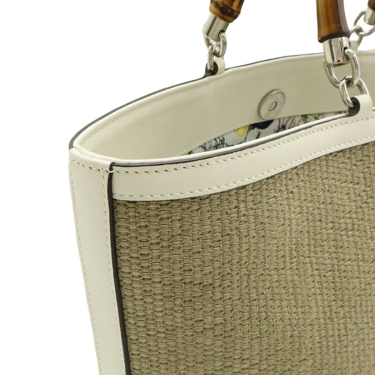 Gucci Gucci Gucci Bamboo Straw Leather Handbag Plant-based Handbag 311175 DUTY FREE for USA Size ONE SIZE - 6 Thumbnail