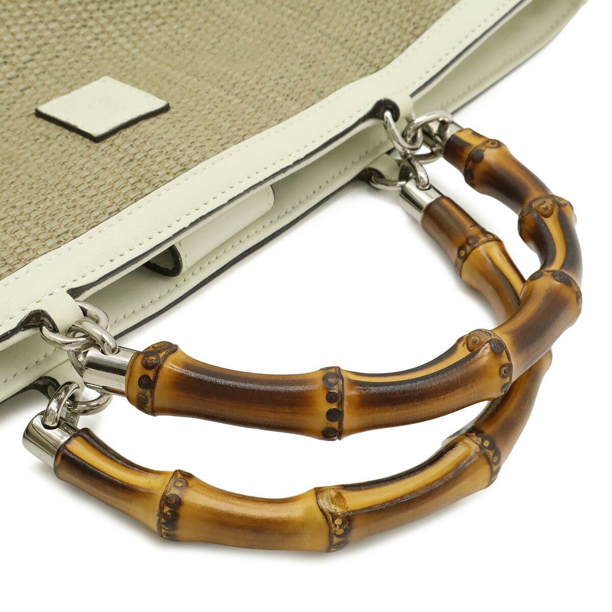 Gucci Gucci Gucci Bamboo Straw Leather Handbag Plant-based Handbag 311175 DUTY FREE for USA Size ONE SIZE - 4 Thumbnail