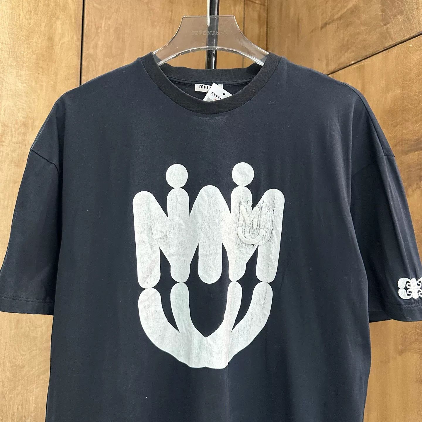 Miu Miu Miu Miu Retro Embroidered Black T-Shirt XS Women Size XS / US 0-2 / IT 36-38 - 3 Thumbnail