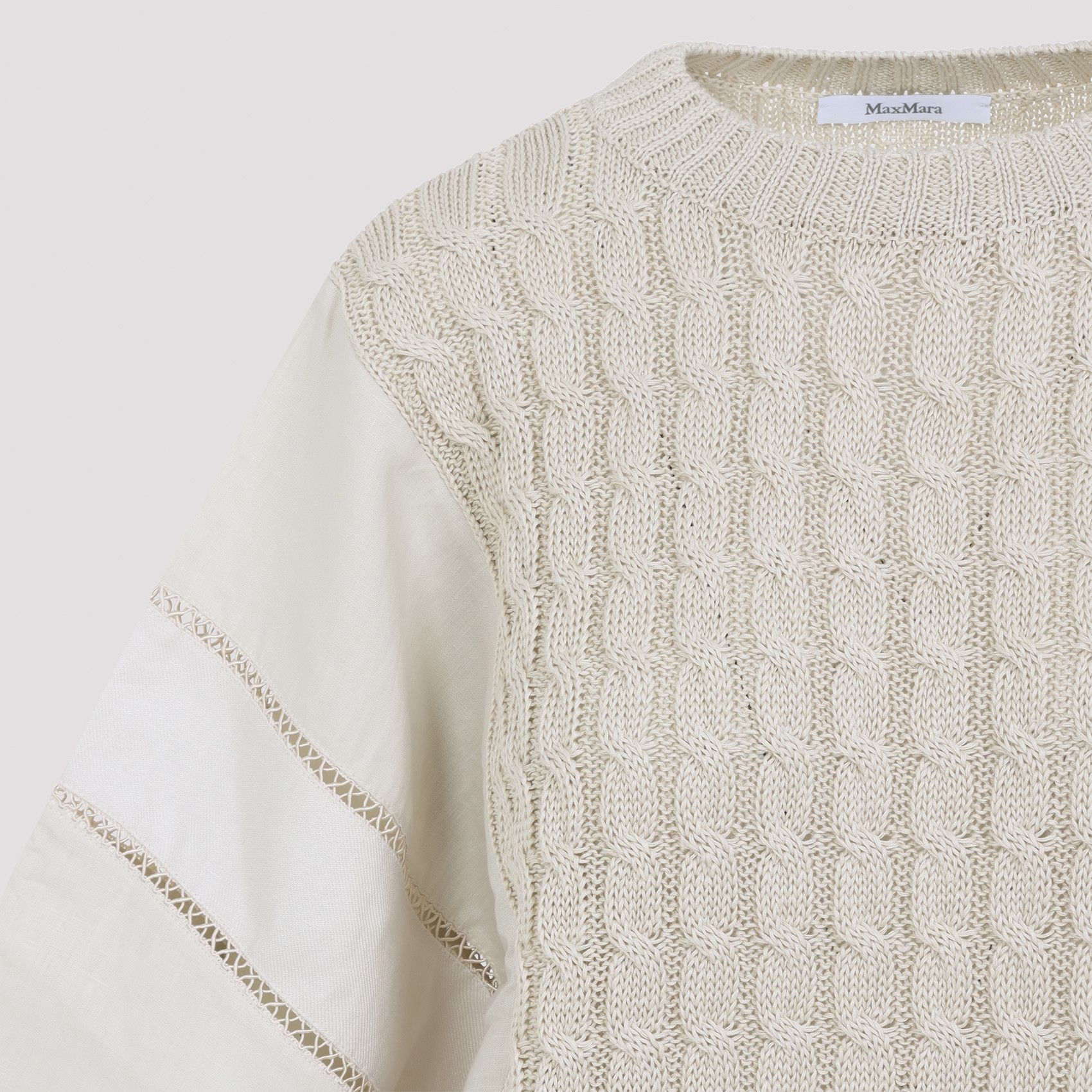 Max Mara Max Mara Scatola Cable Linen Sweater Size L / US 10 / IT 46 - 3 Thumbnail