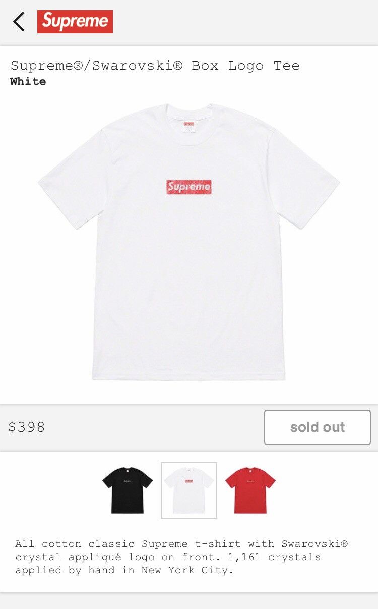 Supreme Supreme Swarovski Box Logo Tee White M | Grailed