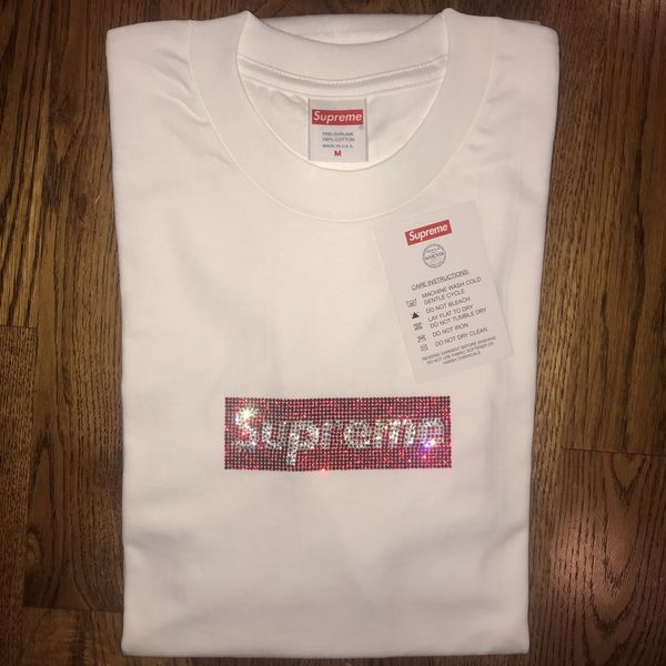 supreme swarovski box logo tee size Large