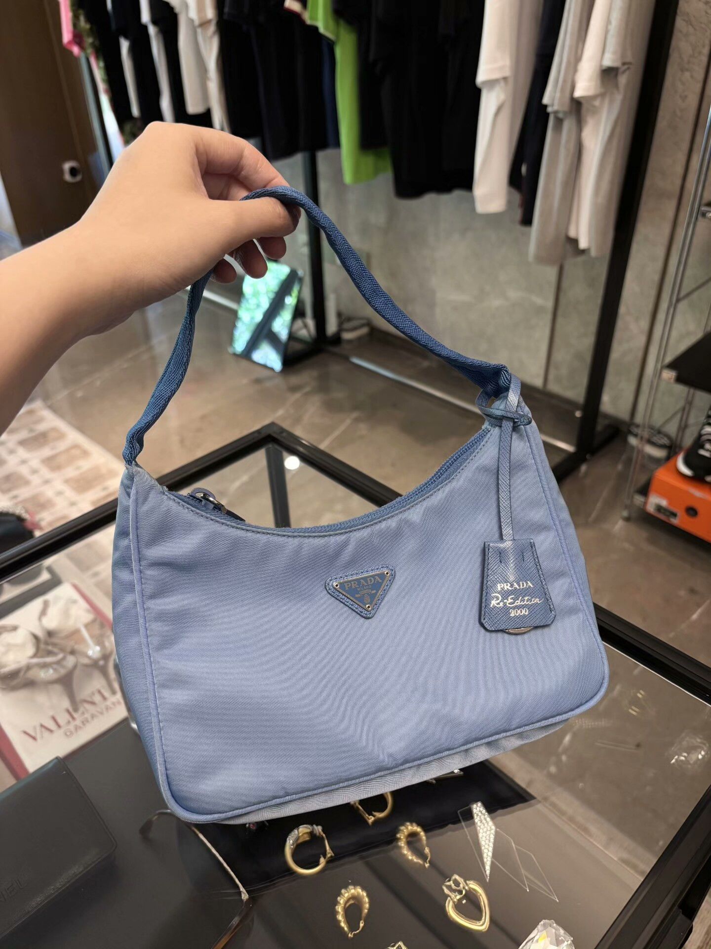 Prada Prada Nylon Blue Shoulder Bag OS Women Size ONE SIZE - 3 Thumbnail