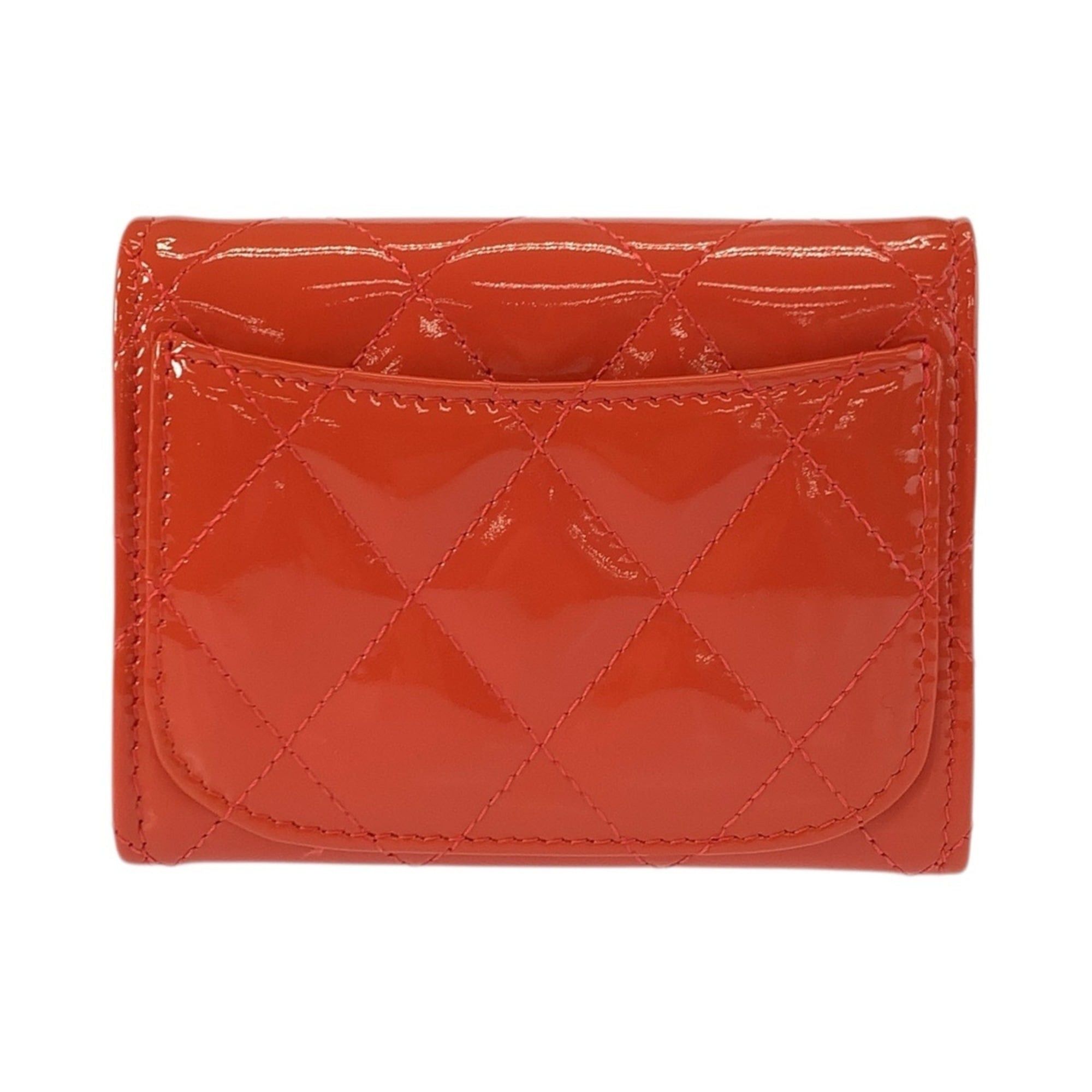 Chanel CHANEL Matelassé Coco Mark Orange Patent Leather Wallet/Coin Purse/Card Case for Women Size ONE SIZE - 2 Thumbnail
