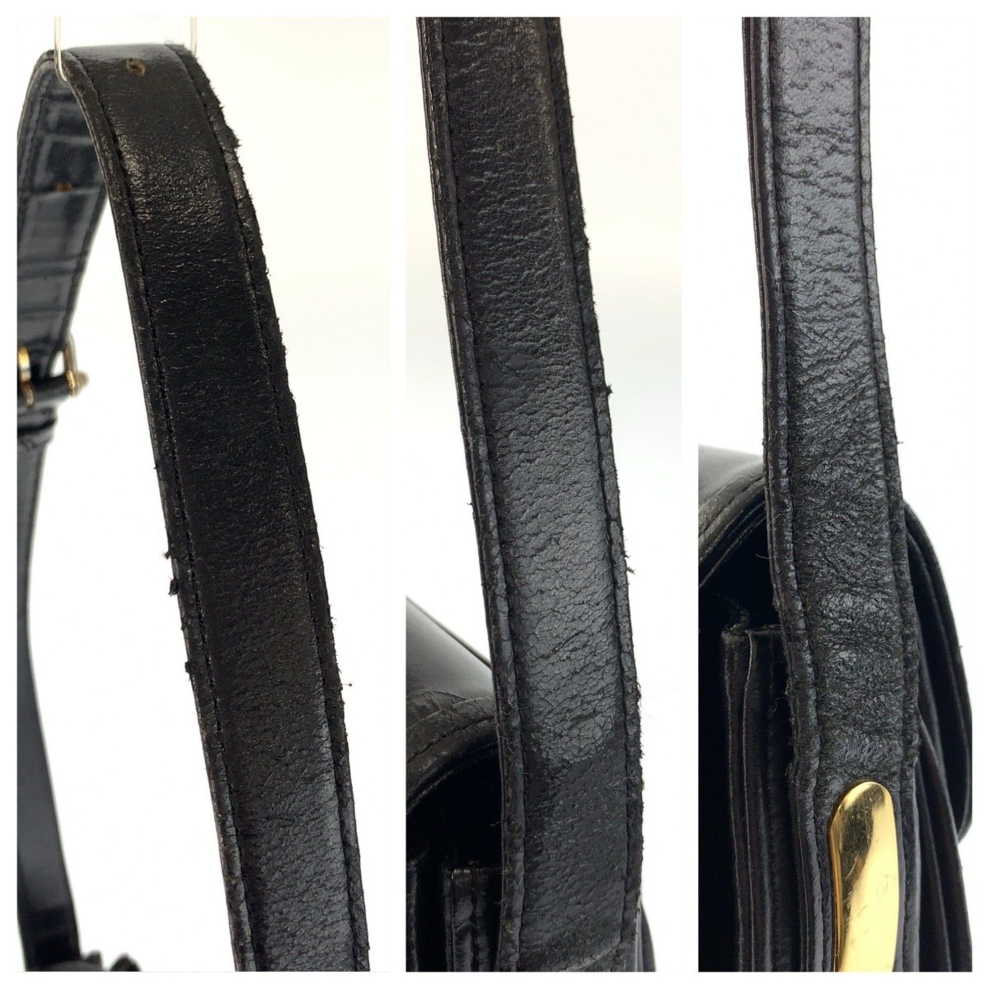 Celine Celine Carriage Hardware Black Leather Shoulder Bag with Gold for Women Size ONE SIZE - 6 Thumbnail