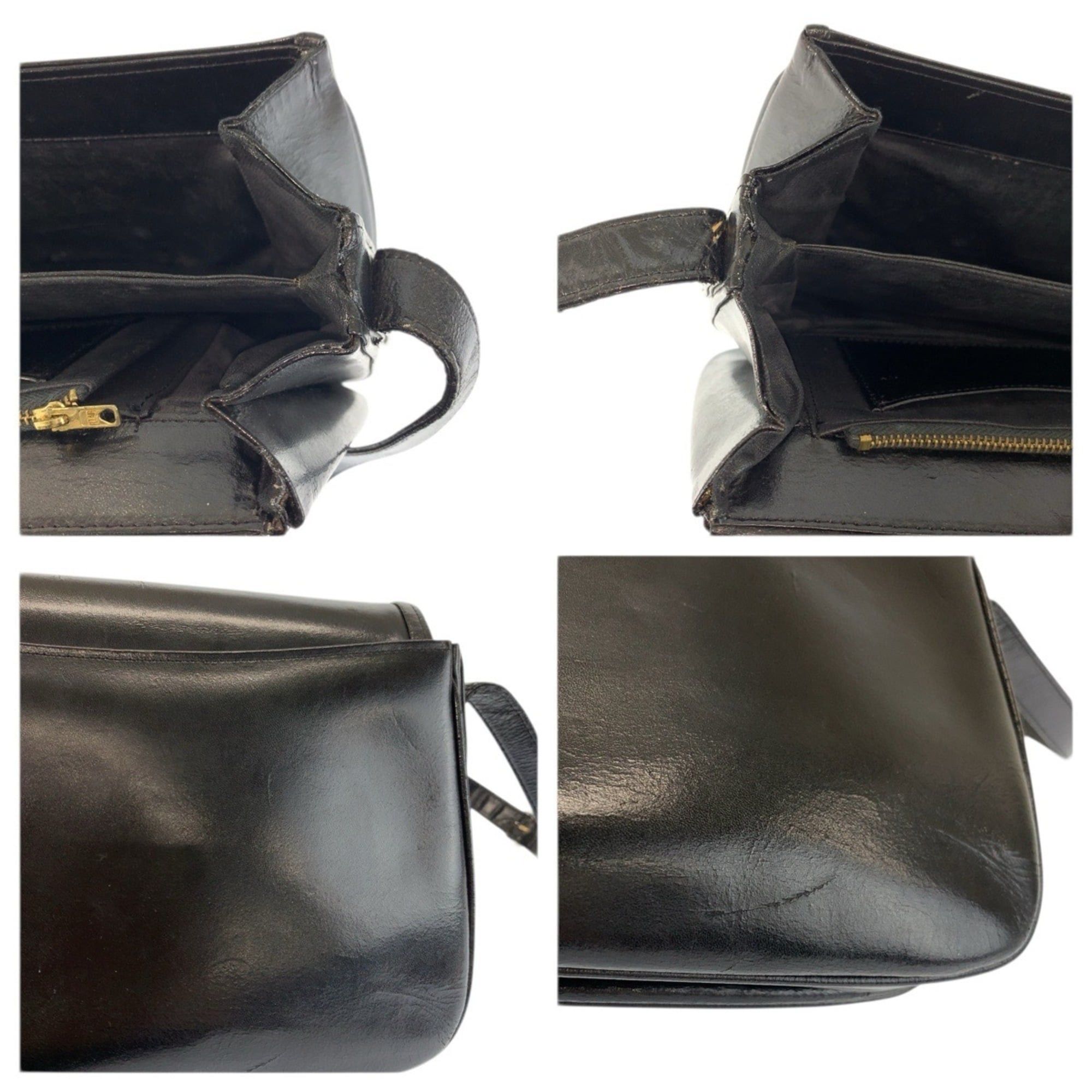 Celine Celine Carriage Hardware Black Leather Shoulder Bag with Gold for Women Size ONE SIZE - 5 Thumbnail