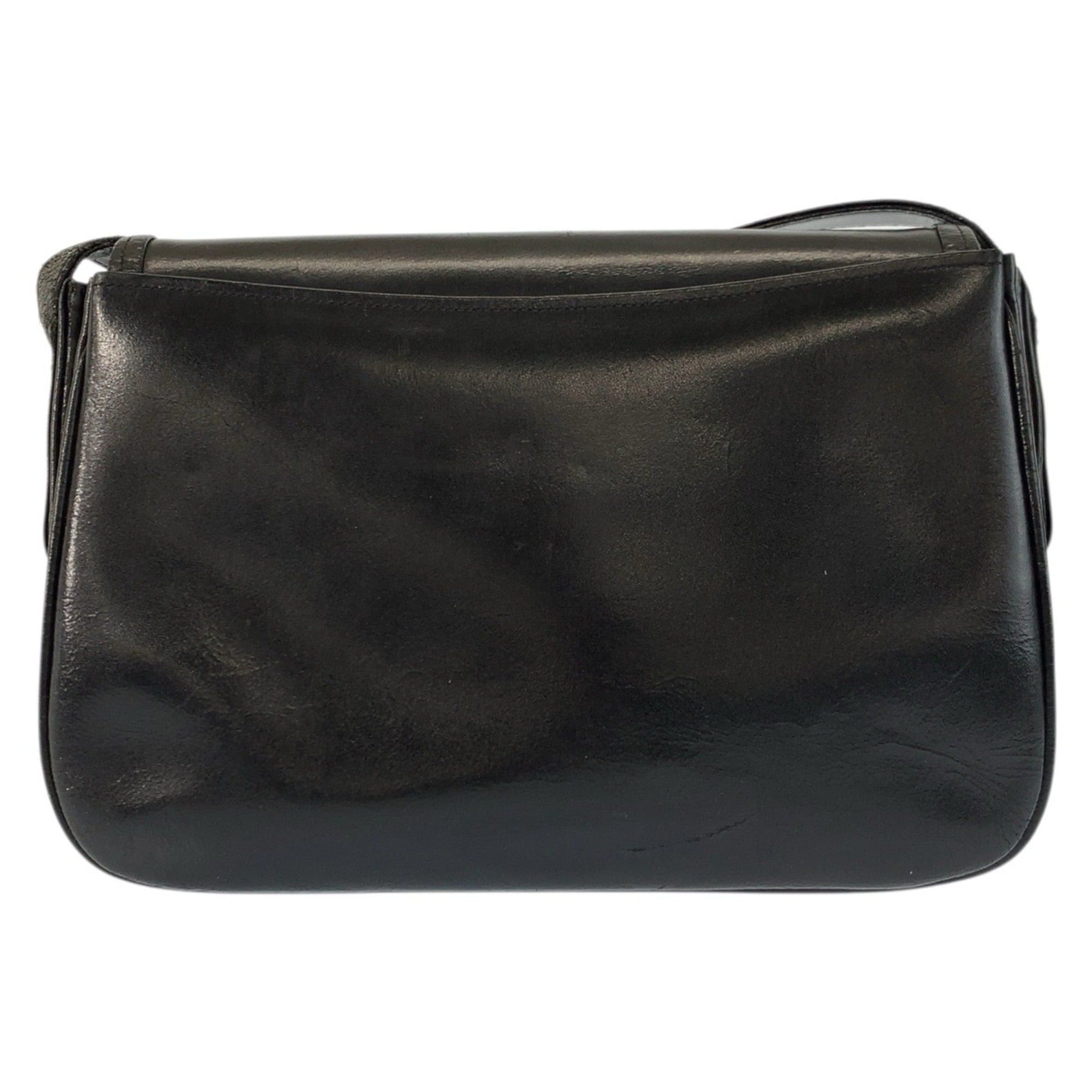 Celine Celine Carriage Hardware Black Leather Shoulder Bag with Gold for Women Size ONE SIZE - 2 Thumbnail
