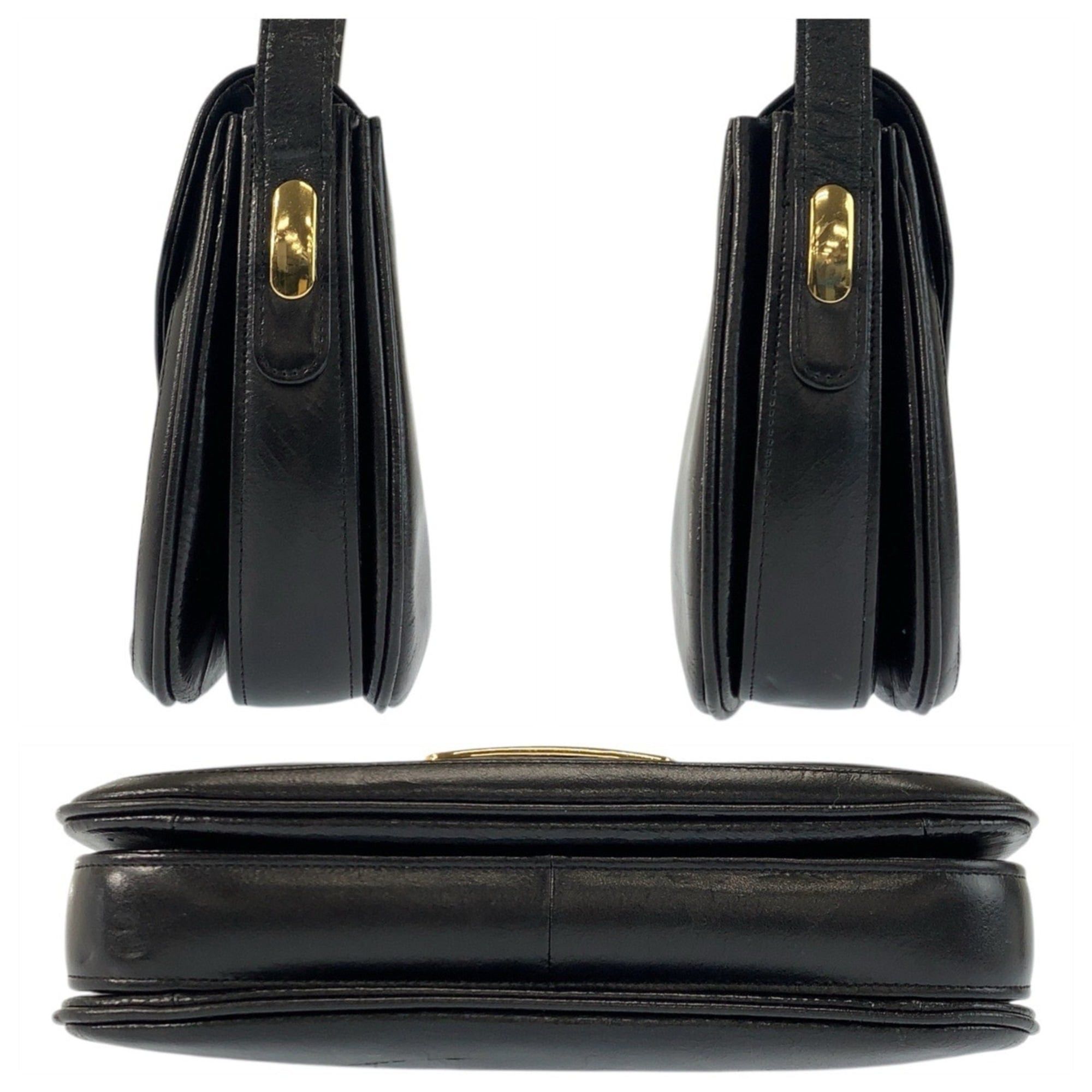 Celine Celine Carriage Hardware Black Leather Shoulder Bag with Gold for Women Size ONE SIZE - 10 Thumbnail