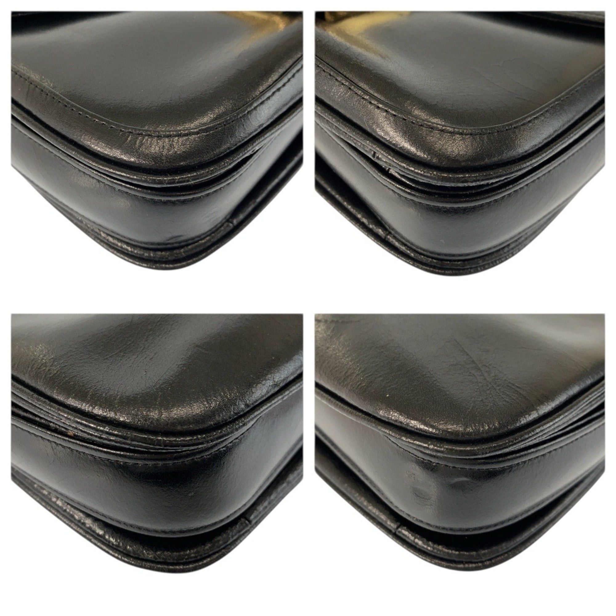 Celine Celine Carriage Hardware Black Leather Shoulder Bag with Gold for Women Size ONE SIZE - 4 Thumbnail