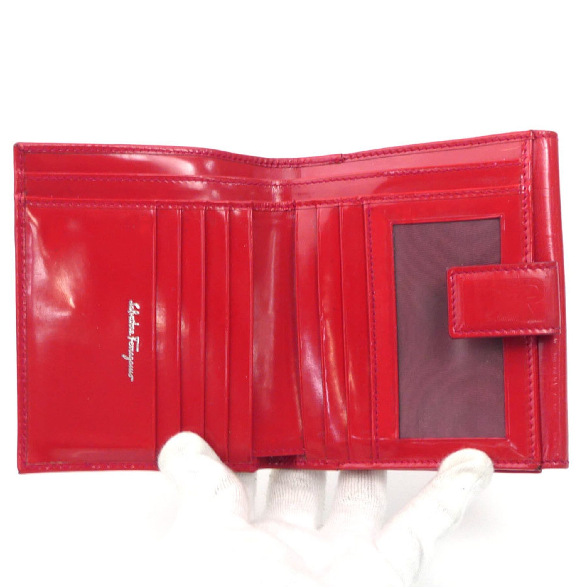 Salvatore Ferragamo Salvatore Ferragamo bi-fold wallet, Gancini leather, red, women's, free shipping, r11095a Size ONE SIZE - 12 Thumbnail