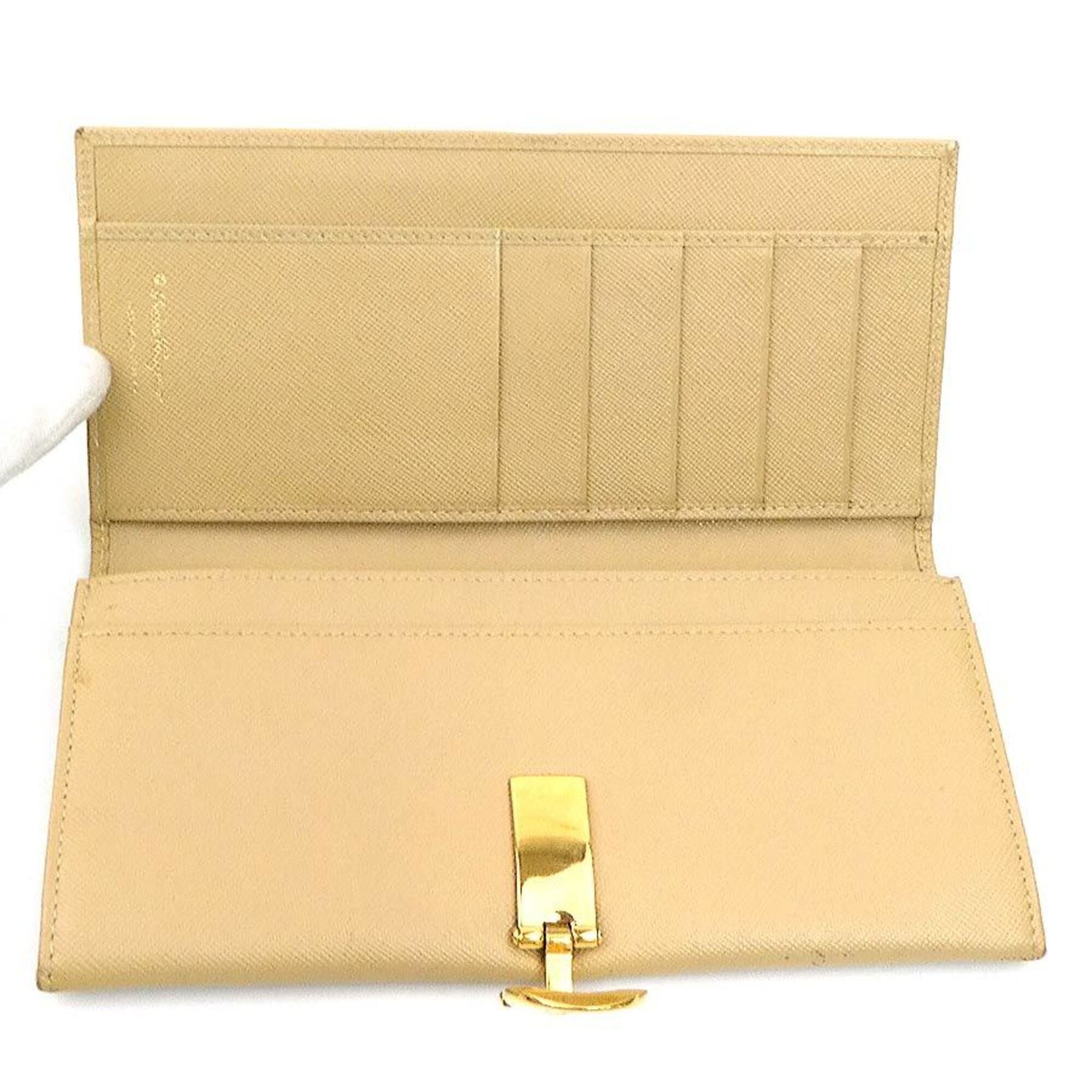 Salvatore Ferragamo Salvatore Ferragamo bi-fold long wallet, Gancini leather, beige, women's, free shipping, r11096a Size ONE SIZE - 6 Thumbnail