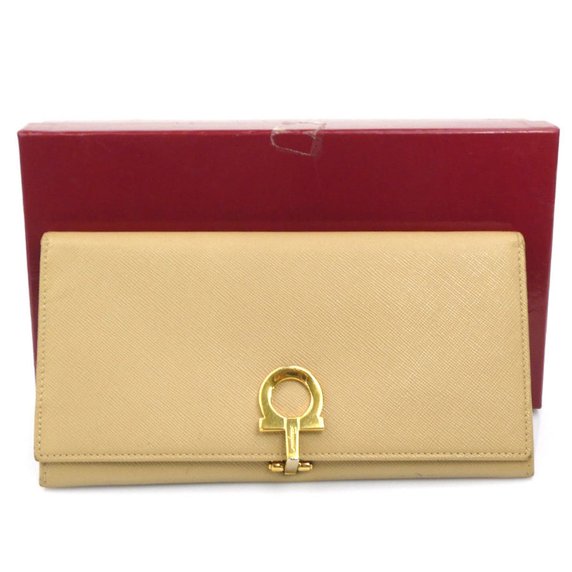 Salvatore Ferragamo Salvatore Ferragamo bi-fold long wallet, Gancini leather, beige, women's, free shipping, r11096a Size ONE SIZE - 13 Thumbnail
