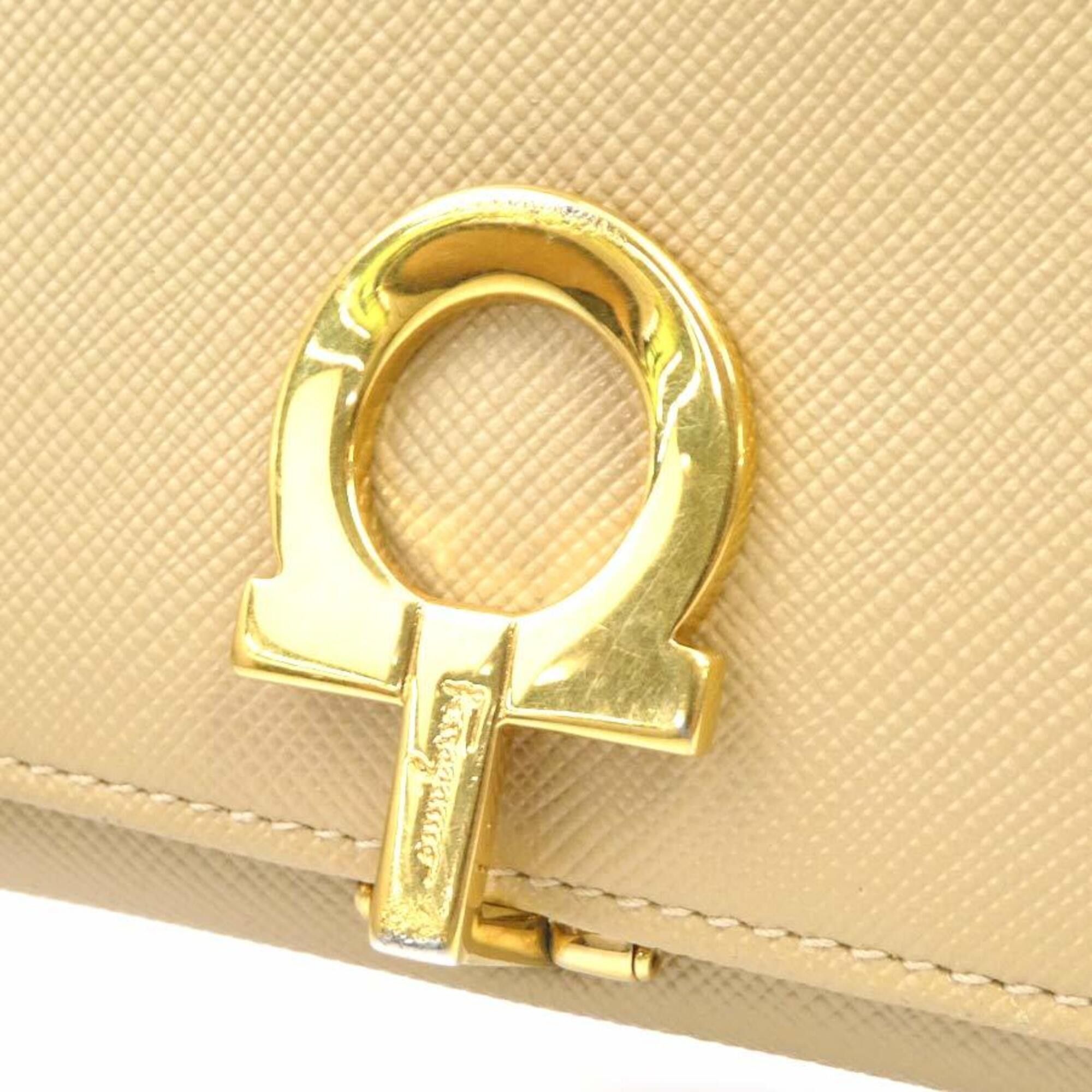 Salvatore Ferragamo Salvatore Ferragamo bi-fold long wallet, Gancini leather, beige, women's, free shipping, r11096a Size ONE SIZE - 7 Thumbnail
