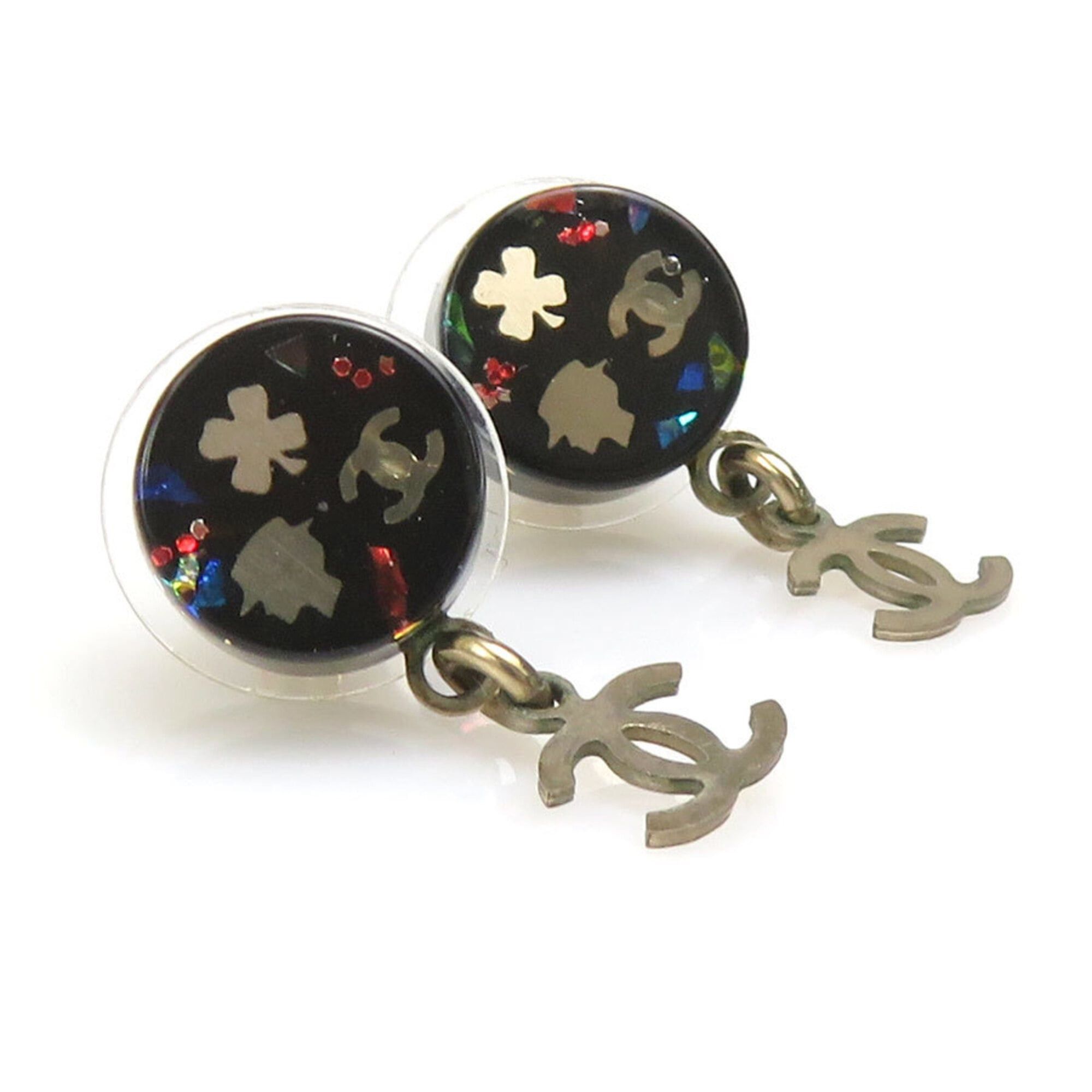 Chanel Chanel earrings, resin and metal, black silver, for women. Free shipping. r11107a Size ONE SIZE - 4 Thumbnail
