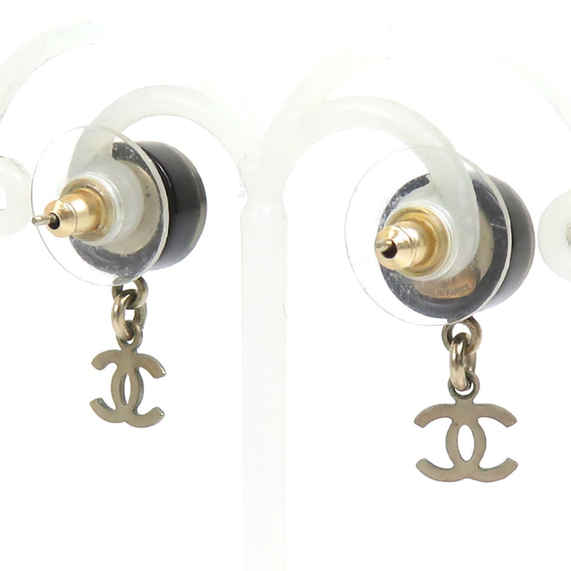 Chanel Chanel earrings, resin and metal, black silver, for women. Free shipping. r11107a Size ONE SIZE - 3 Thumbnail