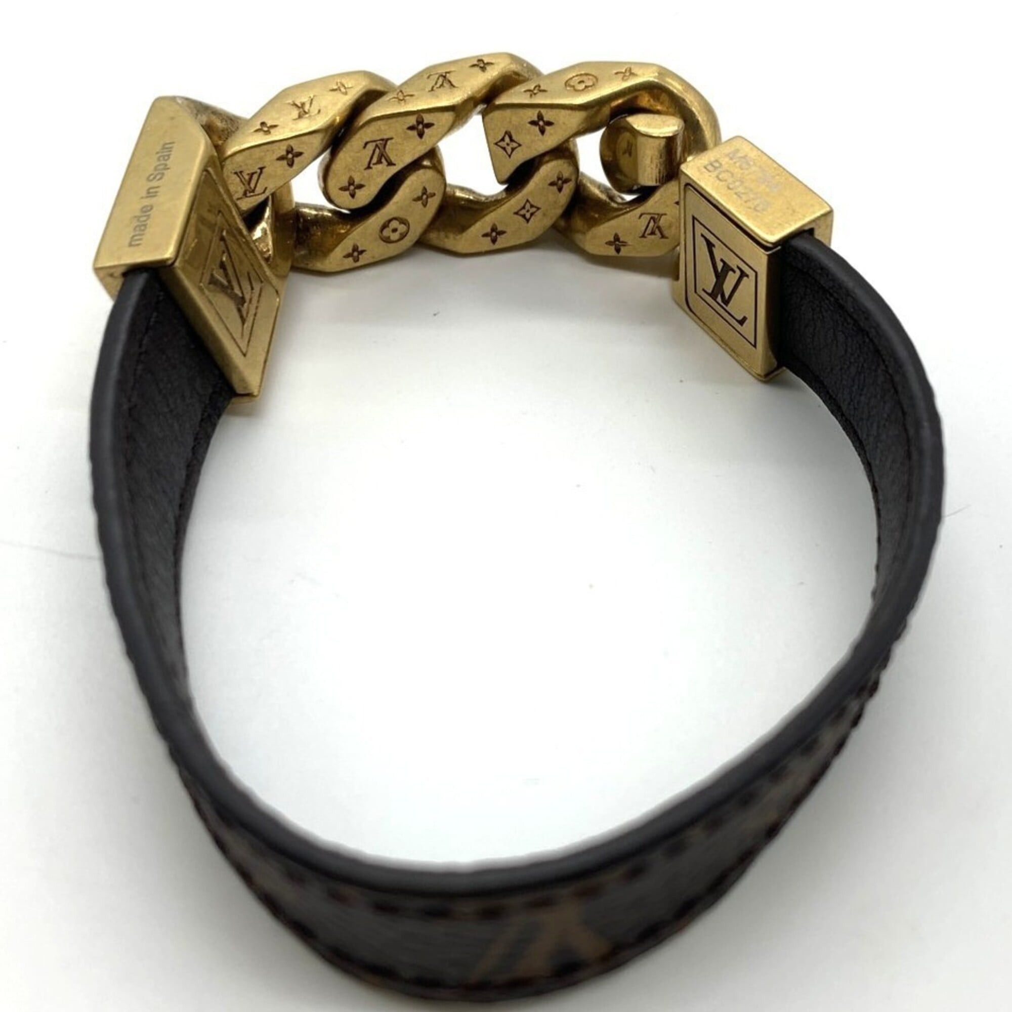 Louis Vuitton Louis Vuitton Bracelet Mono Chain Monogram Canvas/Metal Men's M6784 Brown x Gold LOUIS VUITTON Size ONE SIZE - 2 Thumbnail
