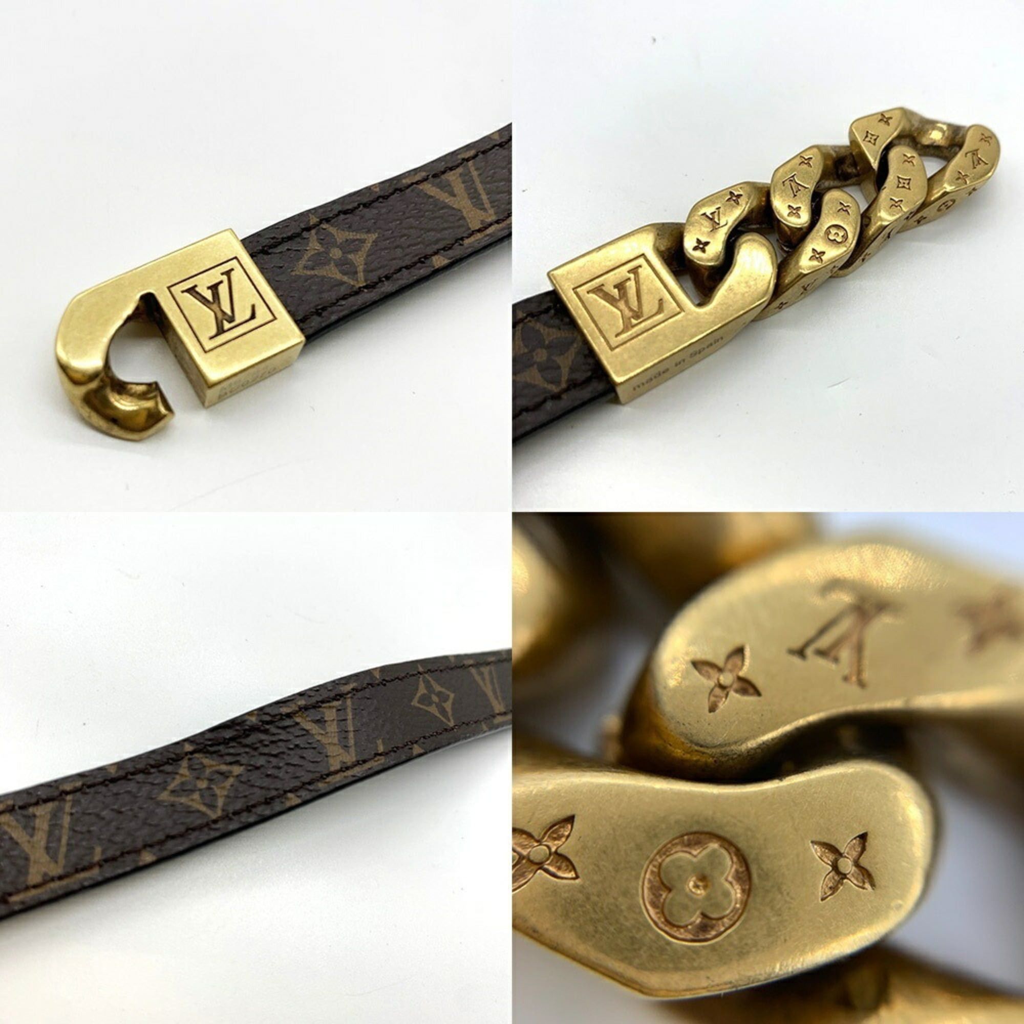 Louis Vuitton Louis Vuitton Bracelet Mono Chain Monogram Canvas/Metal Men's M6784 Brown x Gold LOUIS VUITTON Size ONE SIZE - 4 Thumbnail