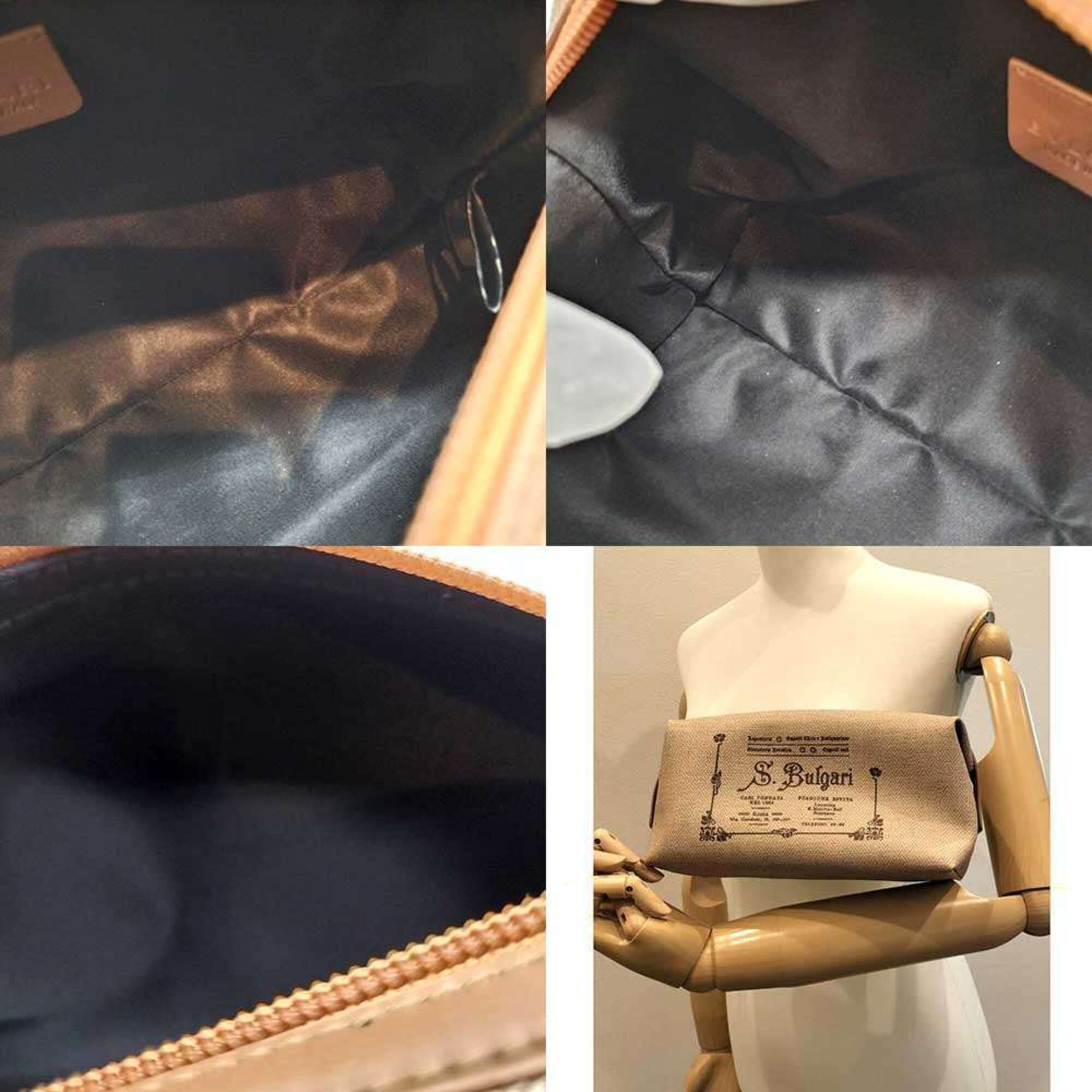 Bvlgari BVLGARI Collezione Clutch Second Bag Pouch Beige PVC x Leather 32068 Women's Size ONE SIZE - 5 Thumbnail