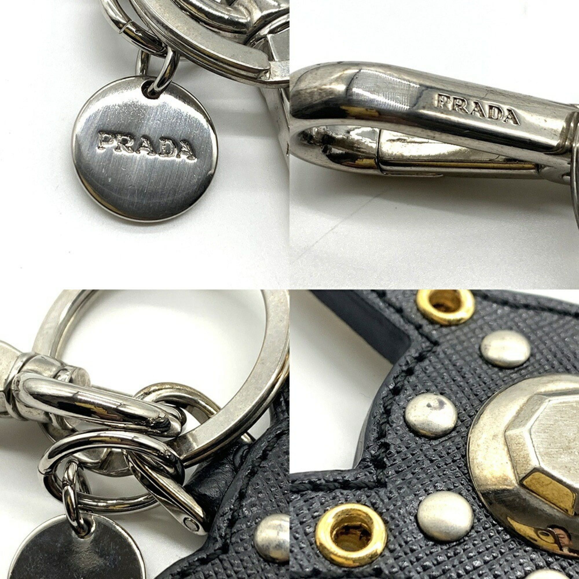 Prada Prada Bear Keychain Leather Stud Bag Charm Black PRADA Size ONE SIZE - 4 Thumbnail