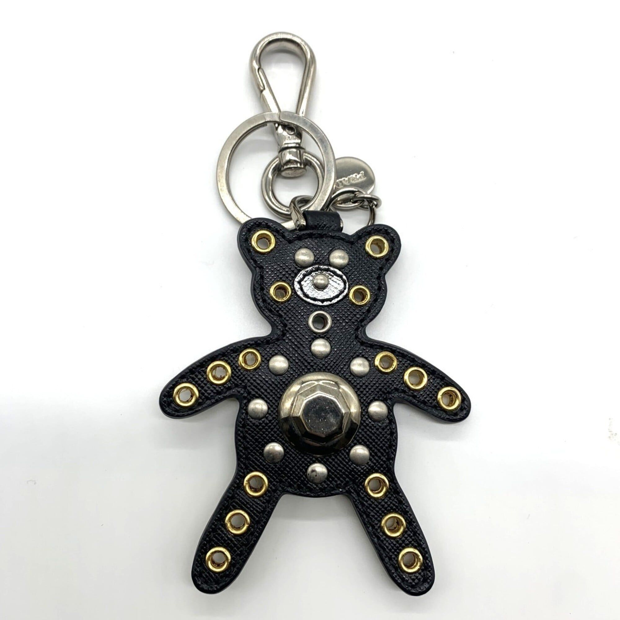Prada Prada Bear Keychain Leather Stud Bag Charm Black PRADA Size ONE SIZE - 2 Thumbnail