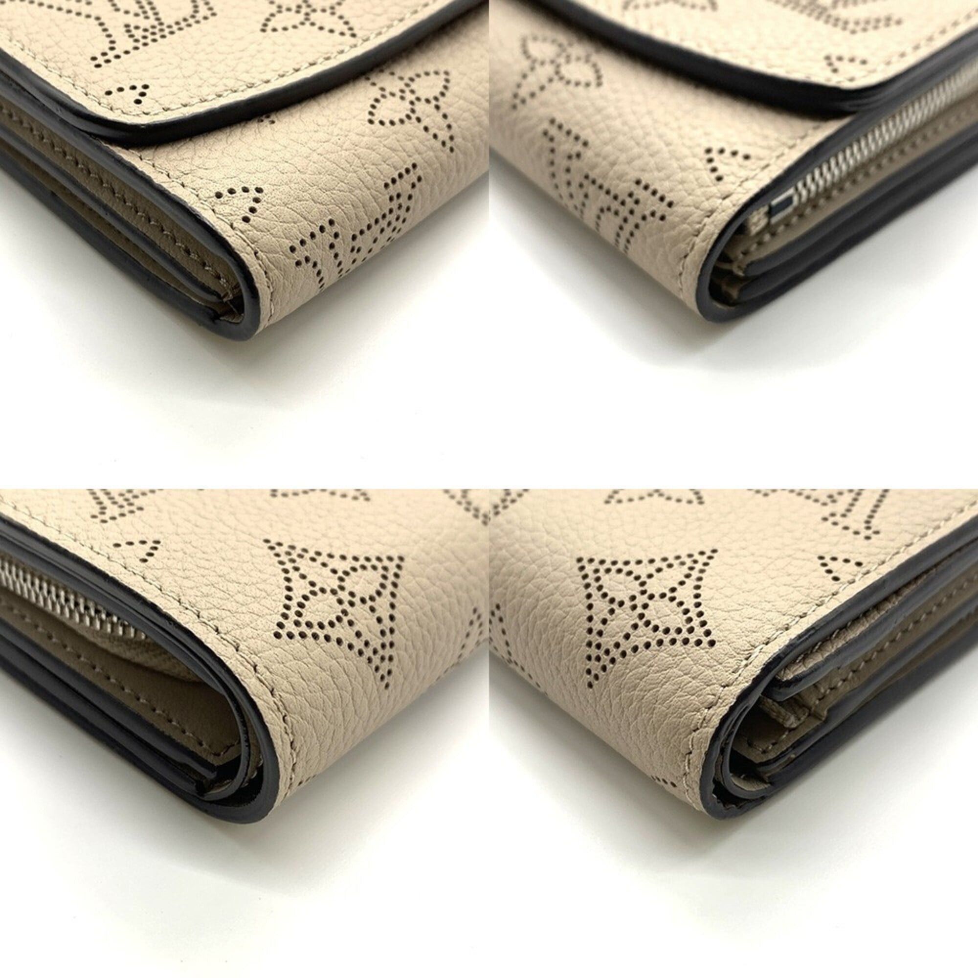Louis Vuitton Louis Vuitton Bi-fold Wallet Portefeuille Iris Compact Mahina M62542 Beige Women's LOUIS VUITTON Size ONE SIZE - 3 Thumbnail