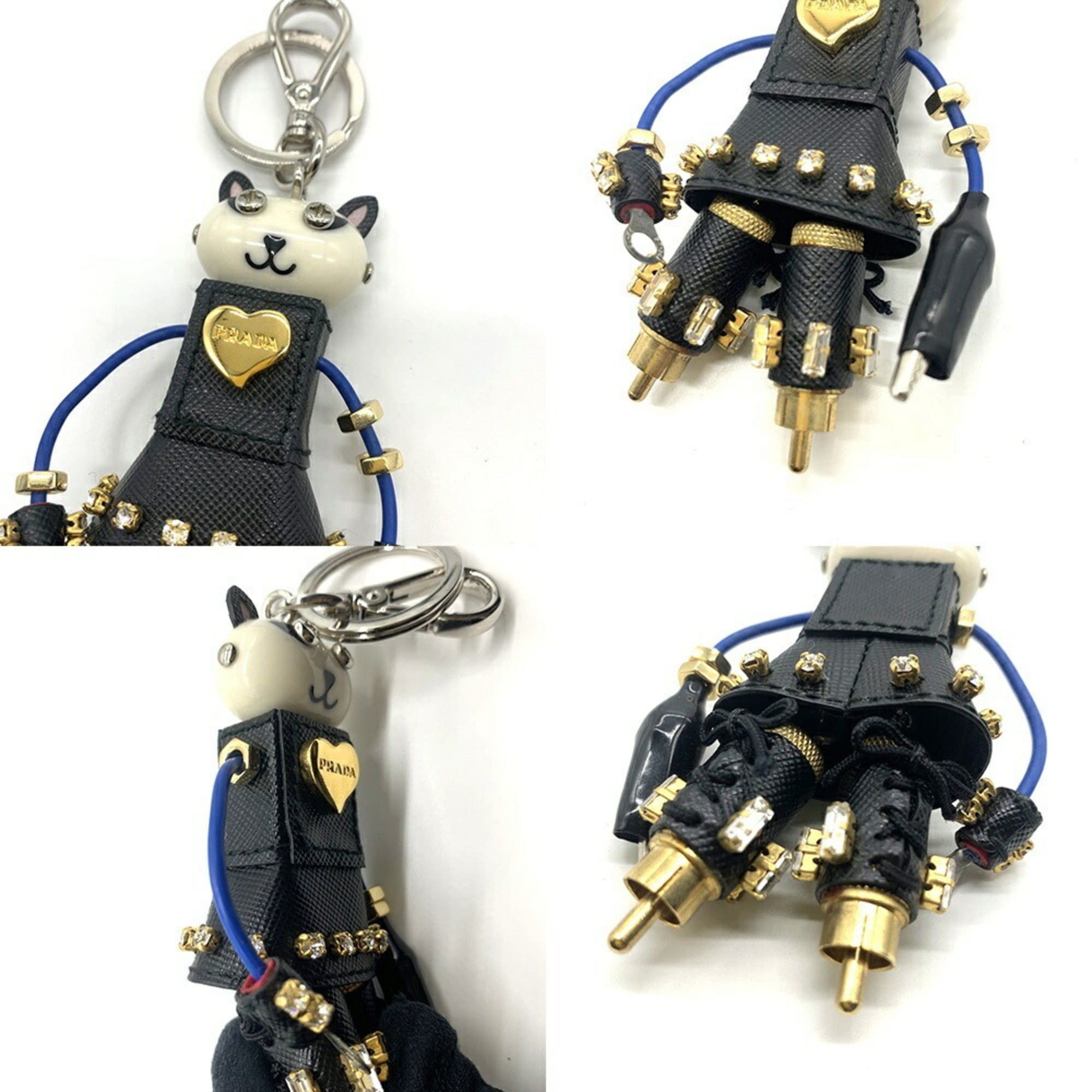 Prada Prada Robot Cat Charm Keychain White x Black Triangle 1TR018 PRADA Size ONE SIZE - 3 Thumbnail